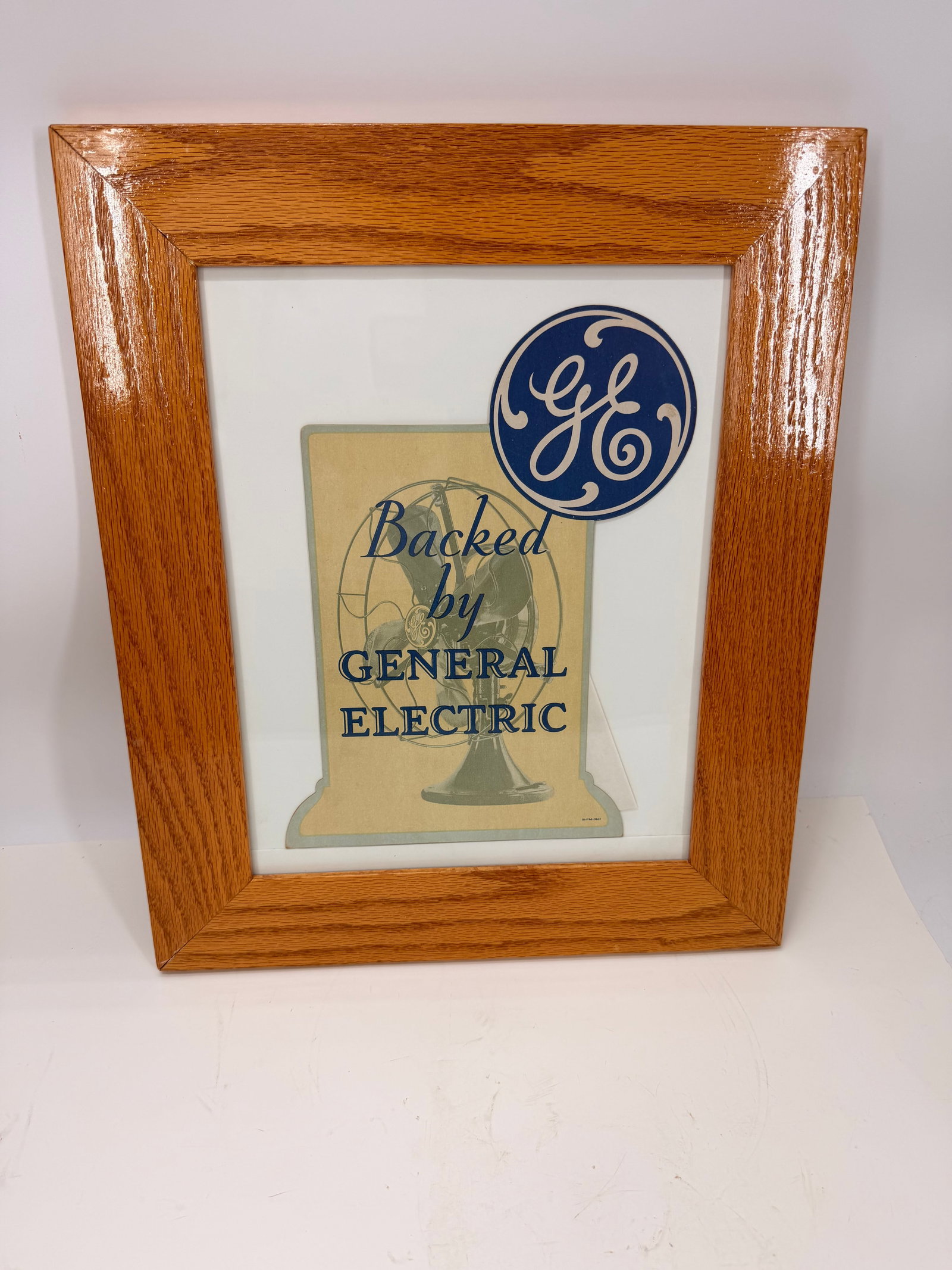 Vintage General Electric Fan Advertising Display in Frame (1 of 6)