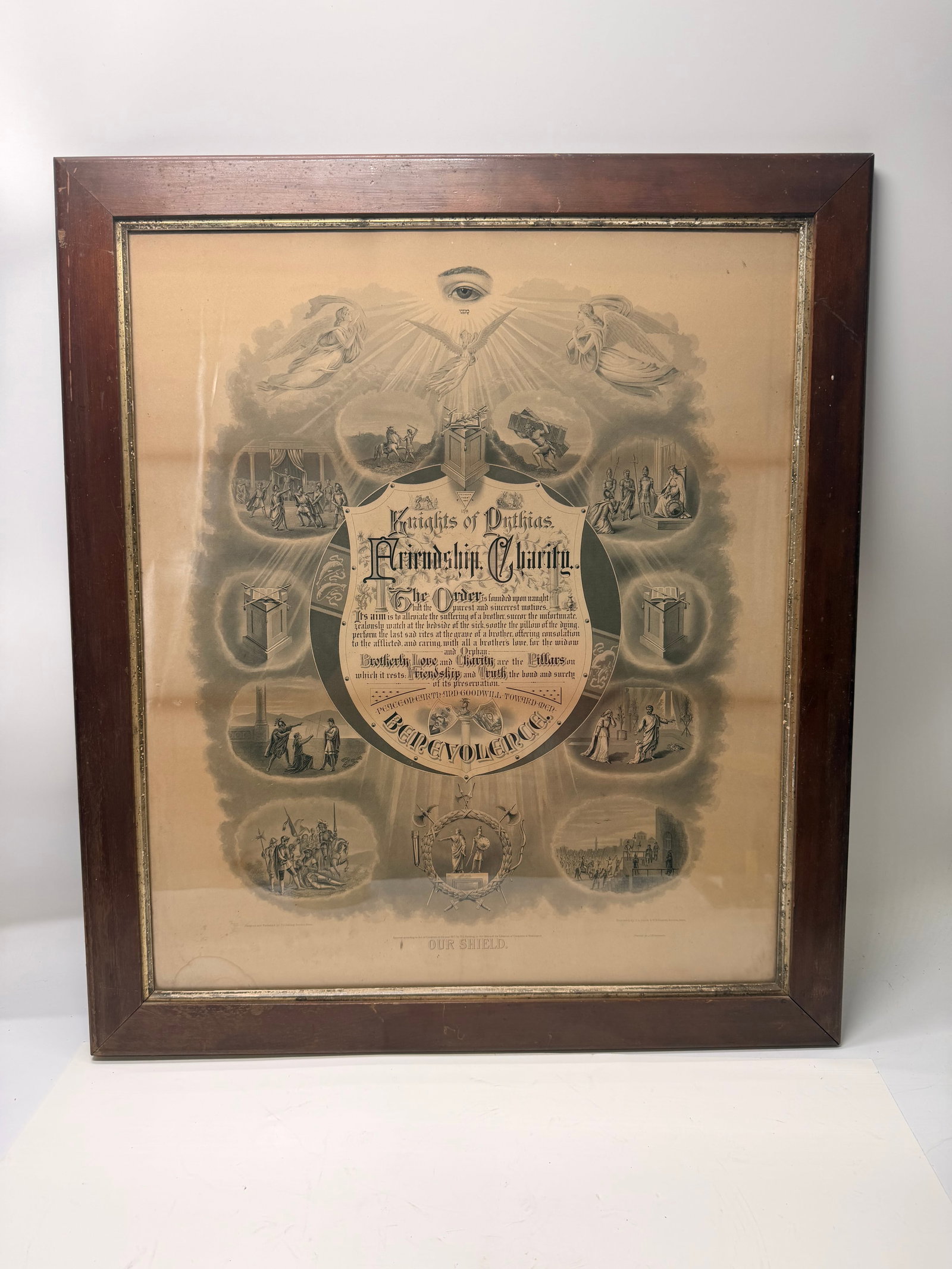 Antique Knights of Pythias “Our Shield” Framed Membership Print (1 of 9)