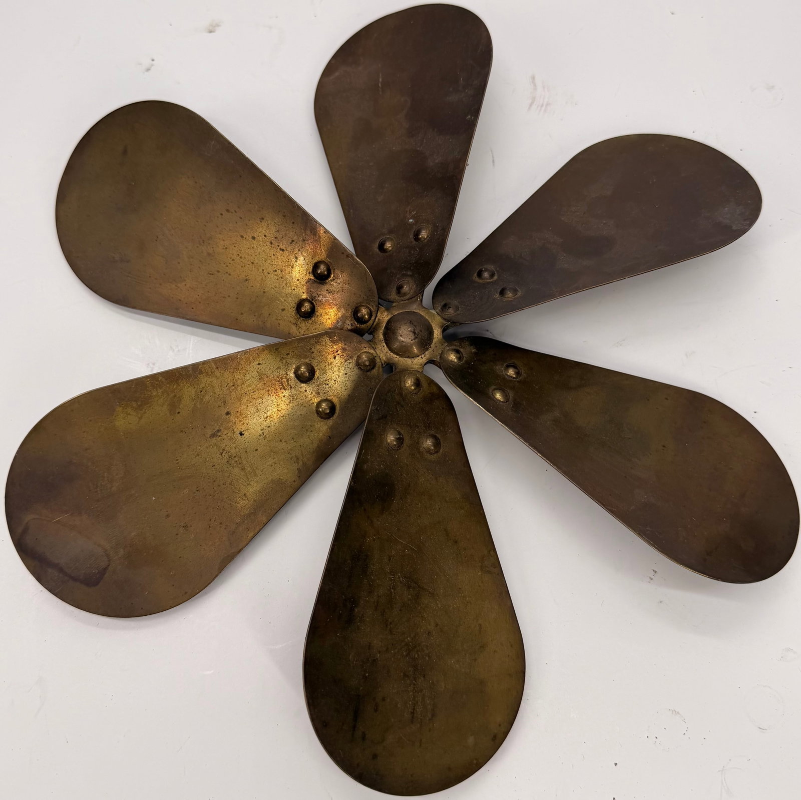 Vintage 12” Brass 6 Blade Fan Assembly (1 of 6)