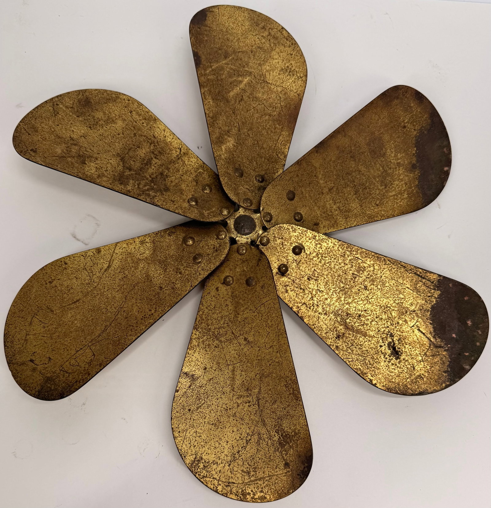 Vintage 16” Brass 6 Blade Fan Assembly (1 of 6)