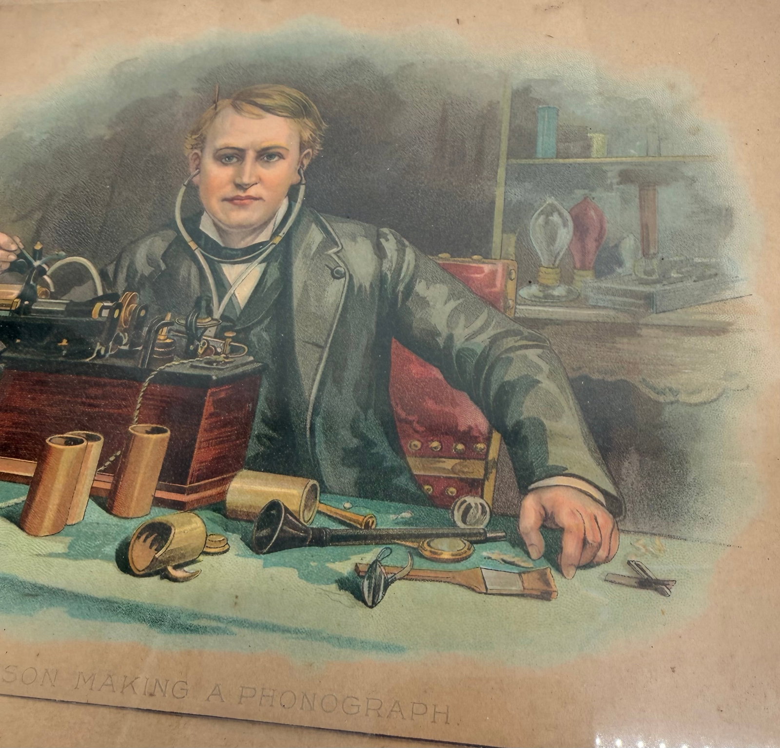 Vintage Edison Making a Phonograph Print - 3