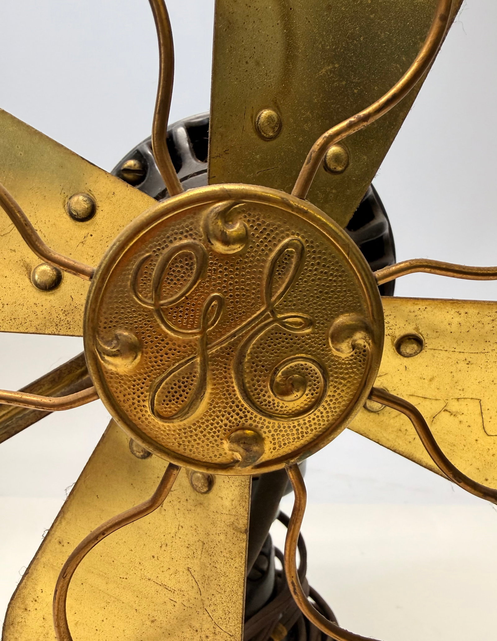 Antique Brass Blade Table Fan - 2