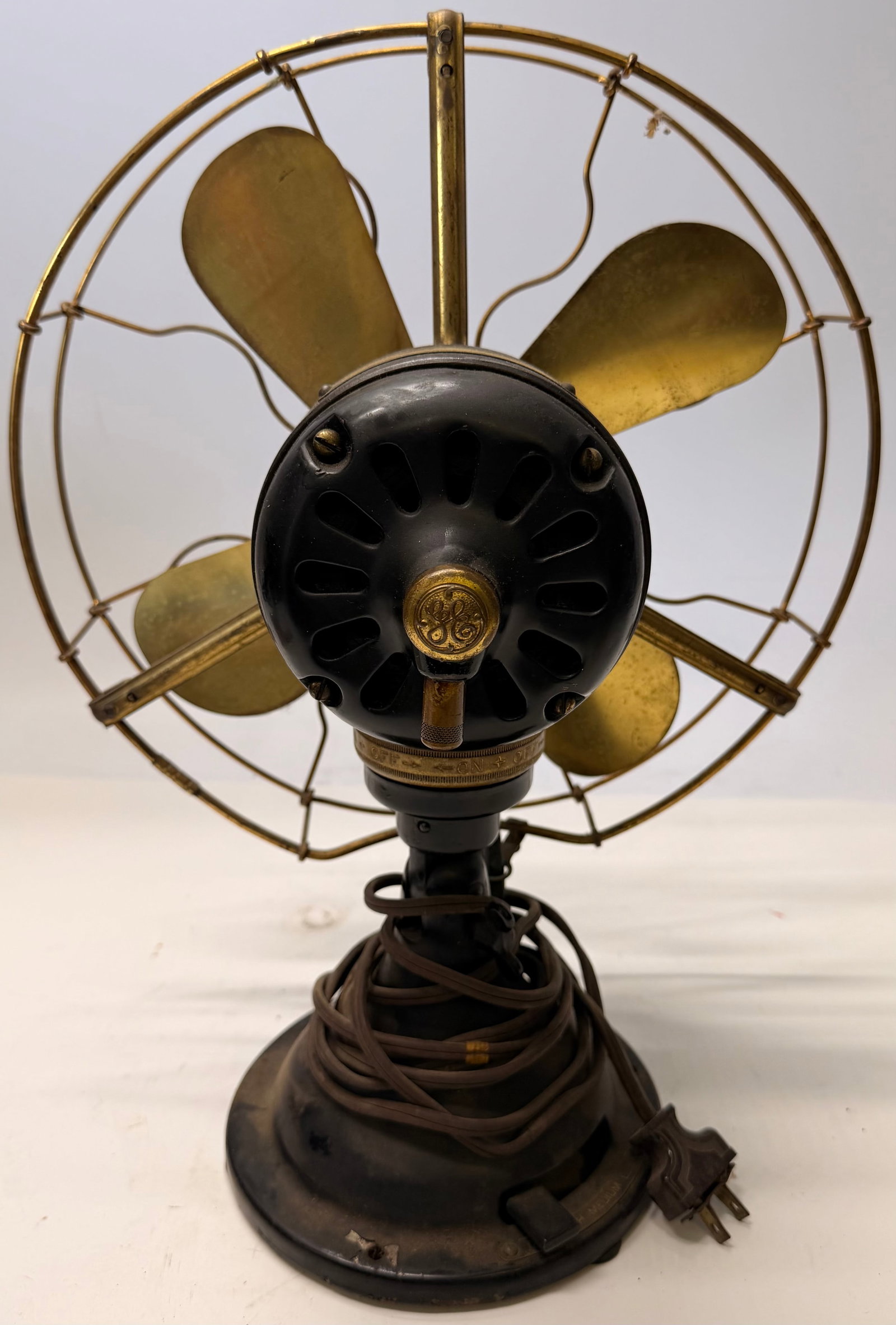 Antique Brass Blade Table Fan - 4