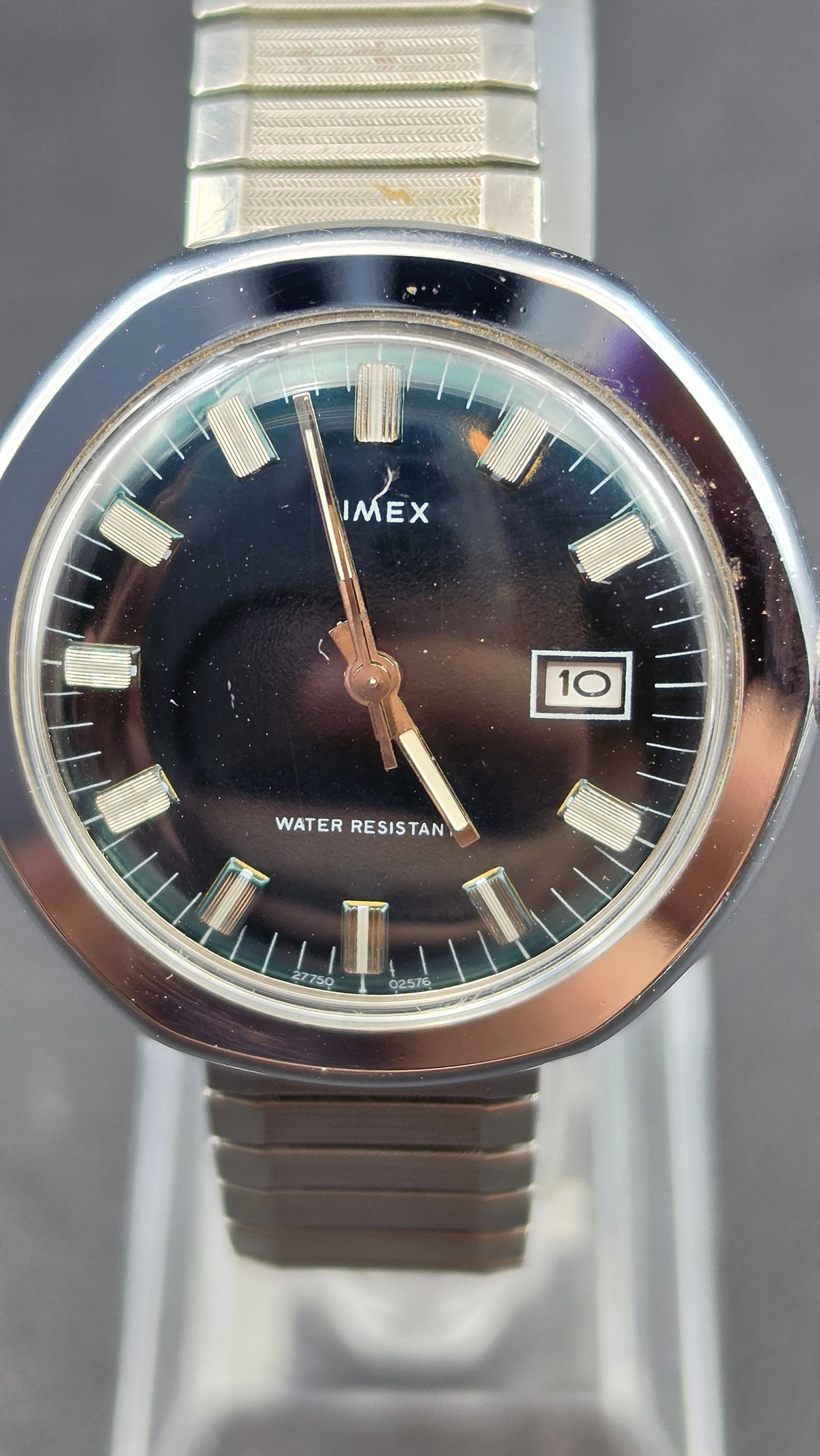 Vintage Timex Water Resistant Mechanical Diver-Style Watch, Green Vignette Dial, c.1970s