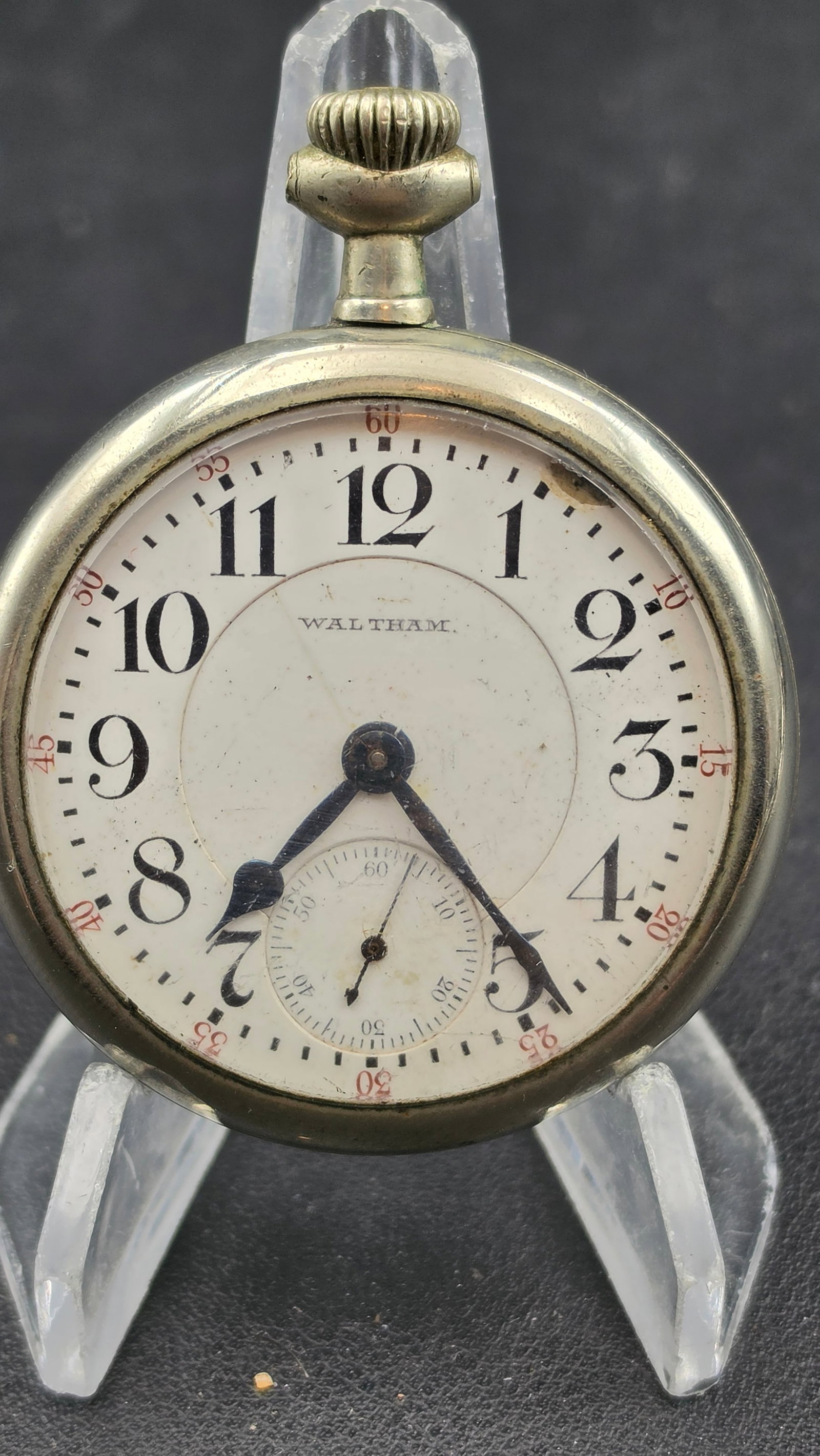 Antique 1908 Waltham Crescent St. Railroad Grade 21 Jewel Pocket Watch 16s Runs (1 of 8)