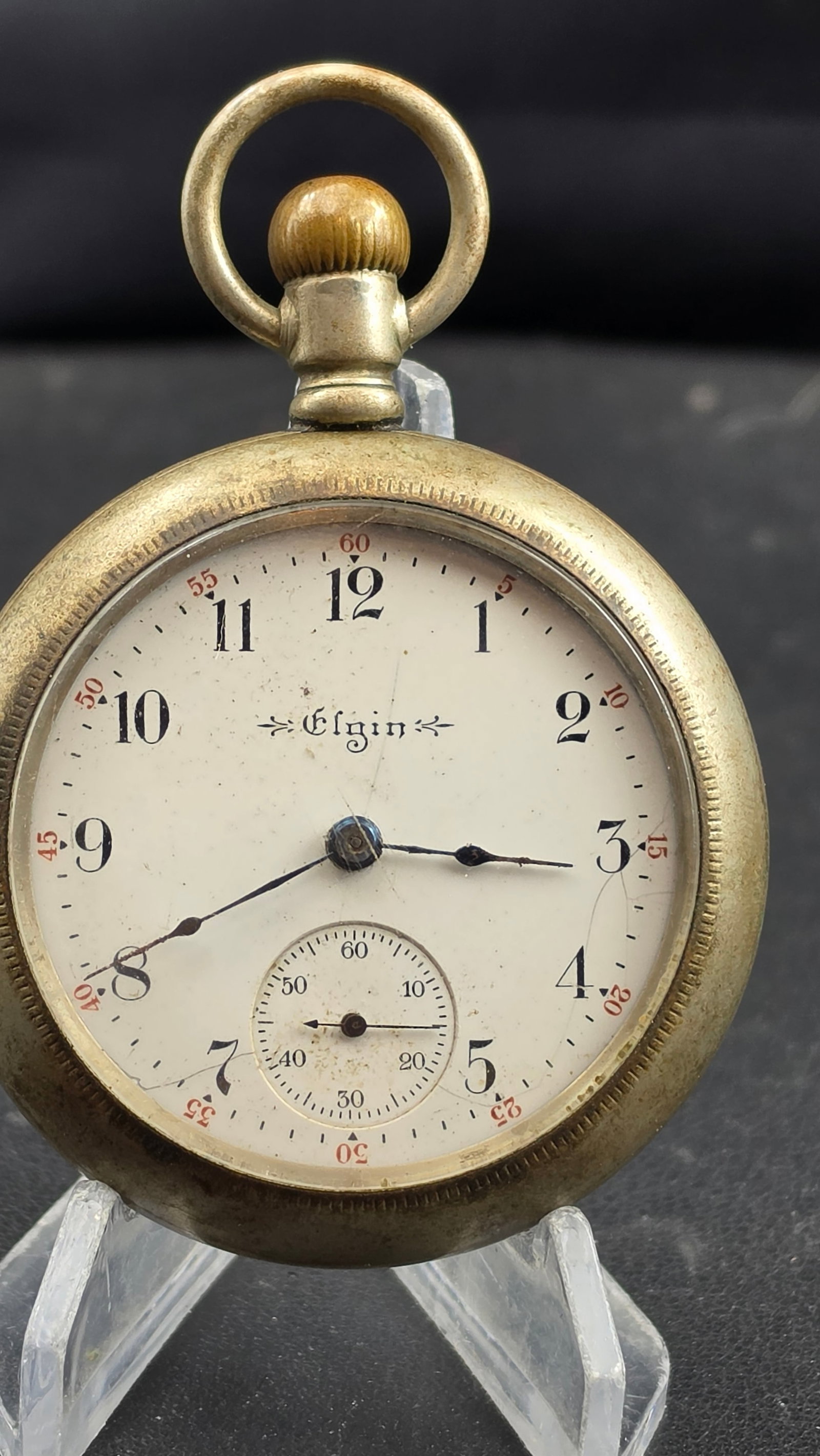 1904 Elgin Grade 288 18s 7j Pocket Watch, Movement #10873843, Silverode Case: Elgin National Watch Co., Elgin, Illinois. Movement serial #10873843 (confirmed matching the engraved movement plate exactly), grade 288, Model 5, Class 106, estimated production 1904 (run 6 of 296 wi