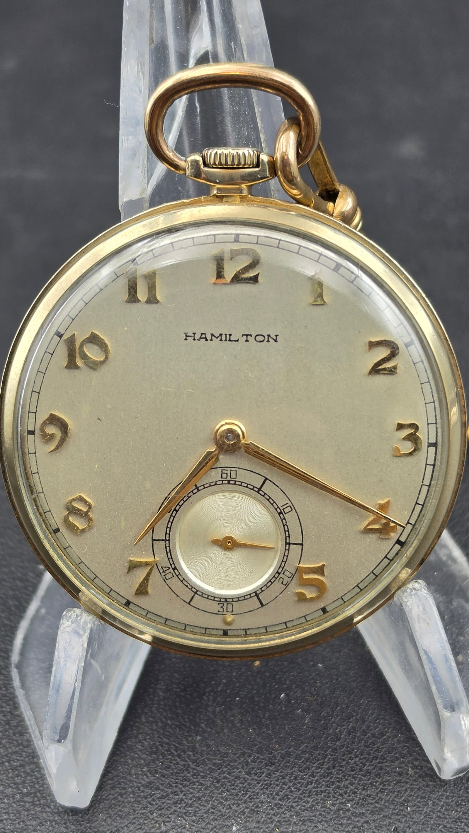 Hamilton Grade 917 Pocket Watch, 10-Size, 17 Jewel, 1952, with Original Box and Chain (1 of 10)