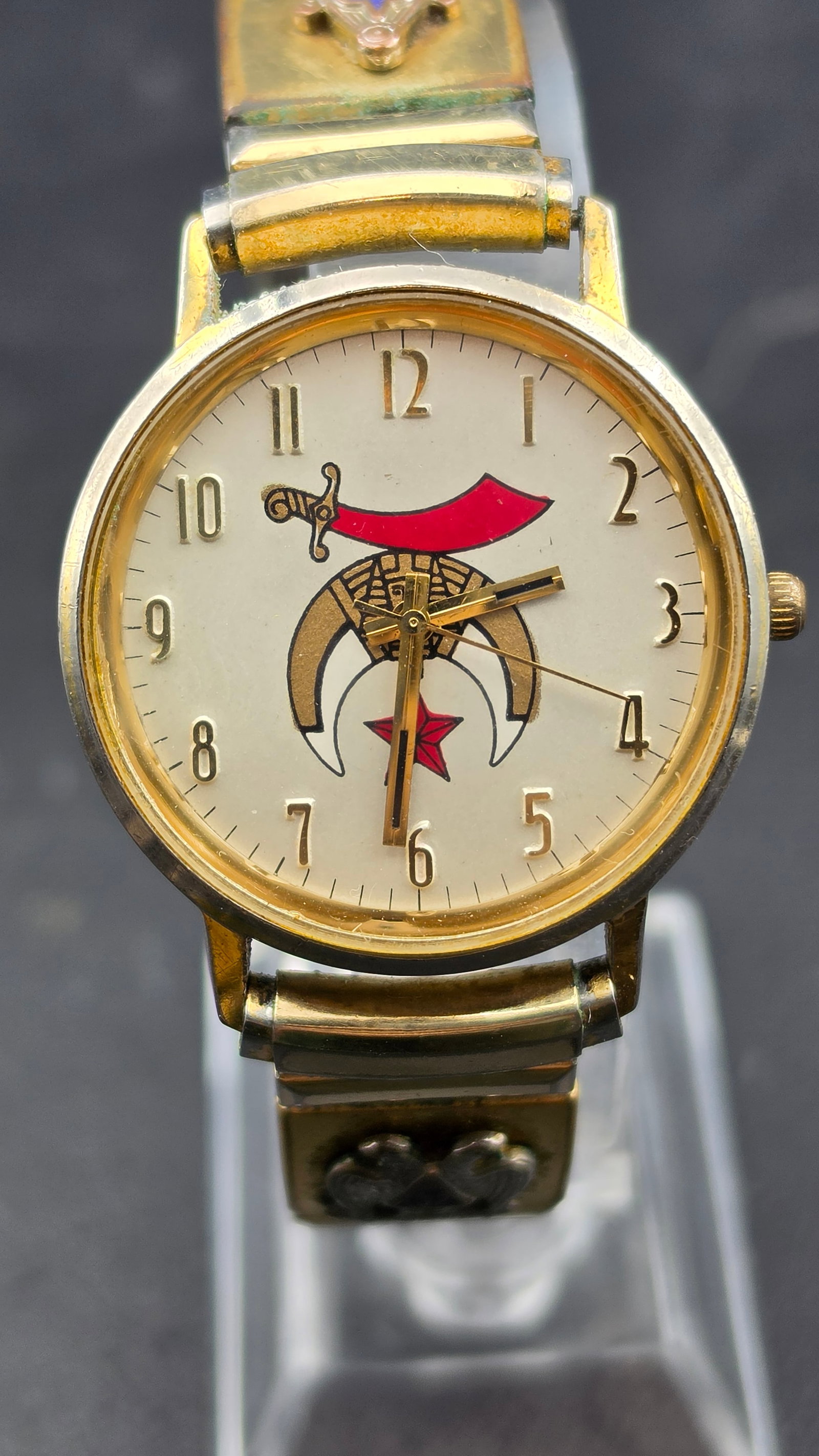 Shriner Fraternal Wristwatch, Presentation Engraved, c. 1970s–80s
