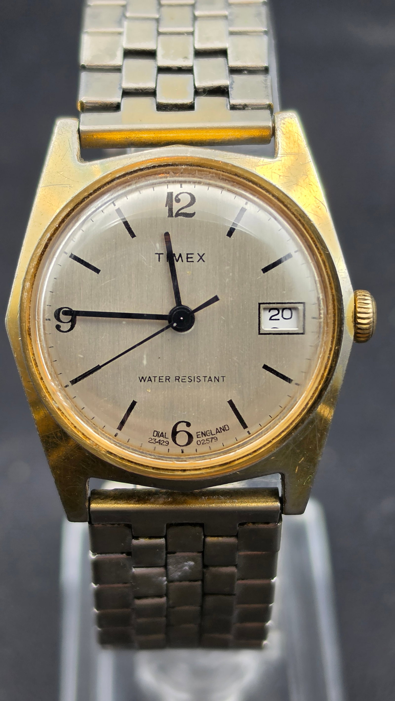Timex Mechanical Wristwatch with Date, England Dial, c. 1970s