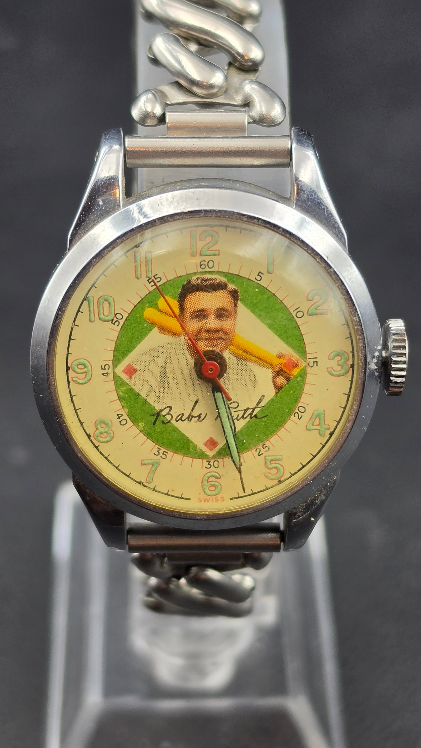 Exacta Time Corporation Babe Ruth Character Wristwatch, Swiss Made, c. 1948–49