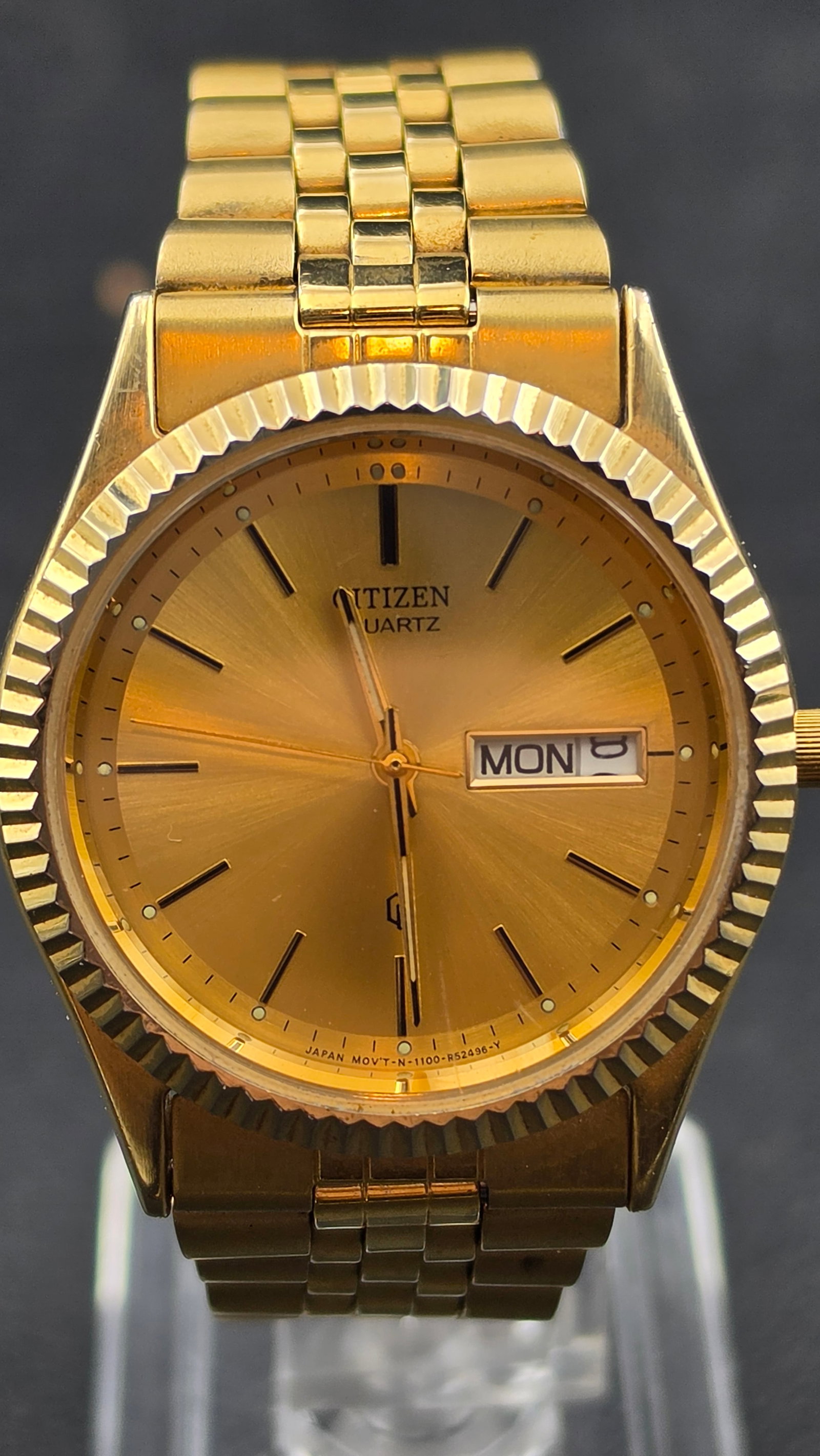 Citizen Quartz Datejust-Style Gold Tone Watch, Day/Date, GN-4W-S, Jubilee Bracelet (1 of 10)