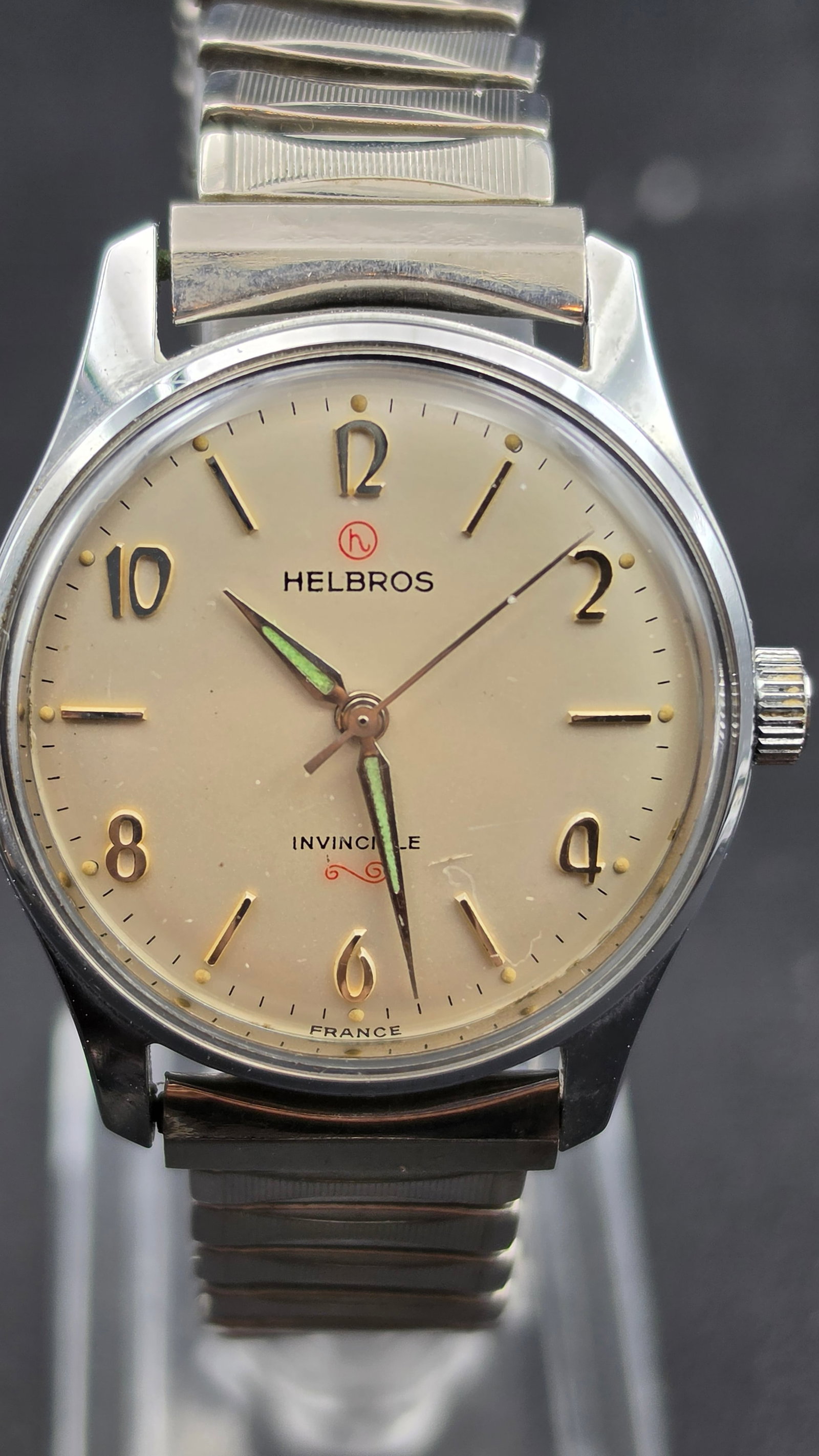 Helbros Invincible France 7 Jewel Manual Wind Watch Stainless Steel Running (1 of 11)