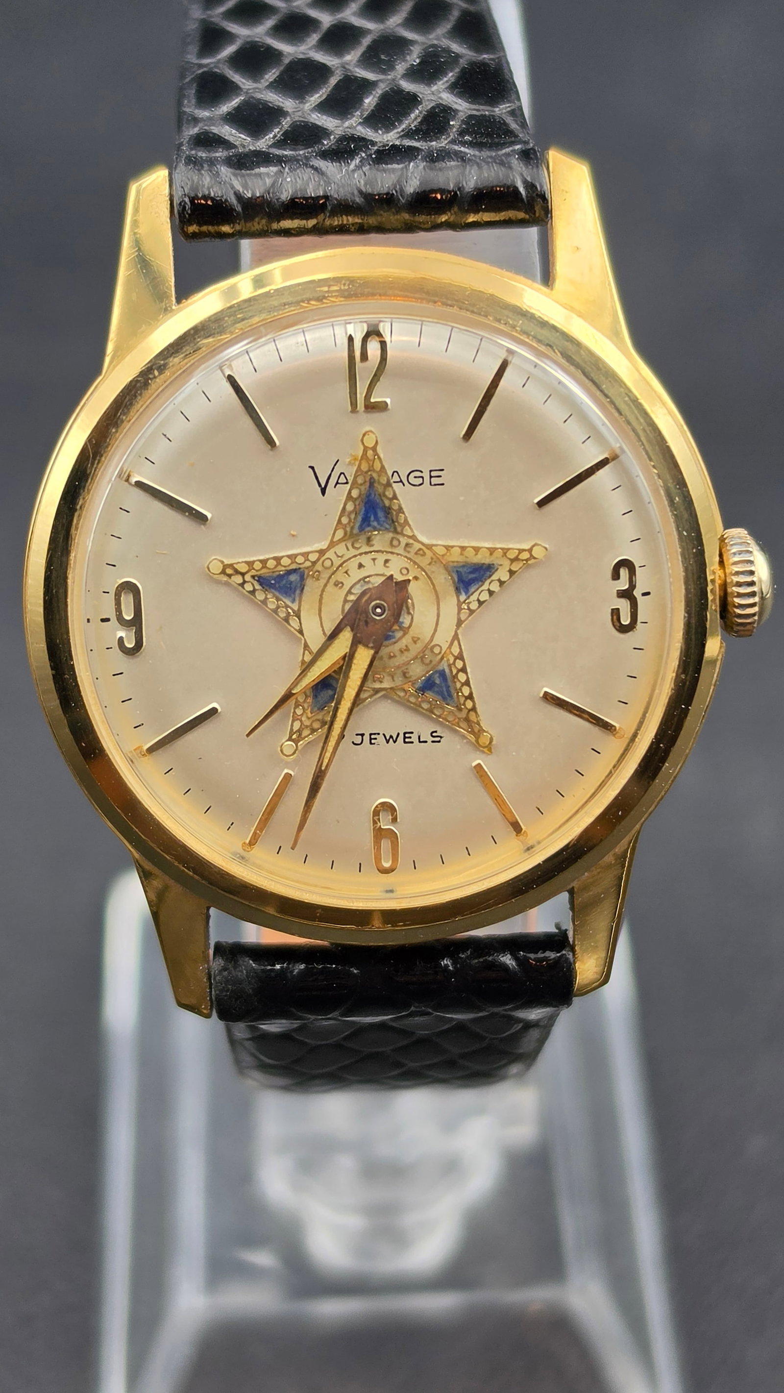 Vintage 1960s Vantage by Hamilton Police Badge Dial Watch Porter County Indiana 17 Jewel Time Standa (1 of 11)