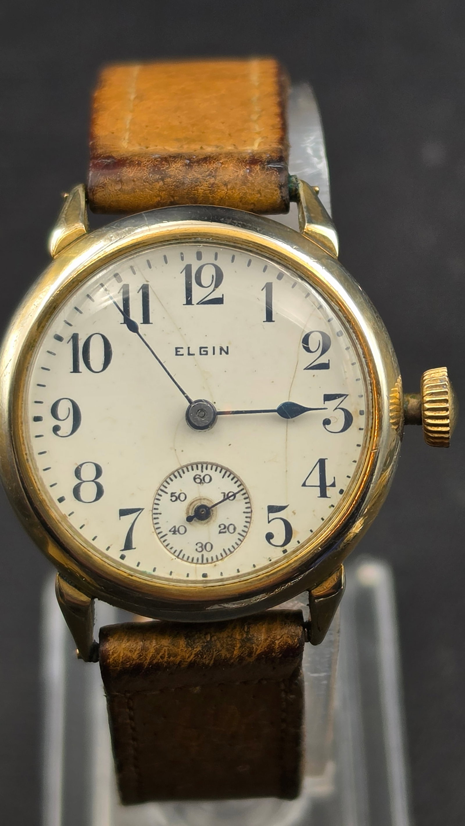 1919 Elgin Trench Watch 10K Rolled Gold Plate Case Sub Second Running Vintage Wristwatch (1 of 10)