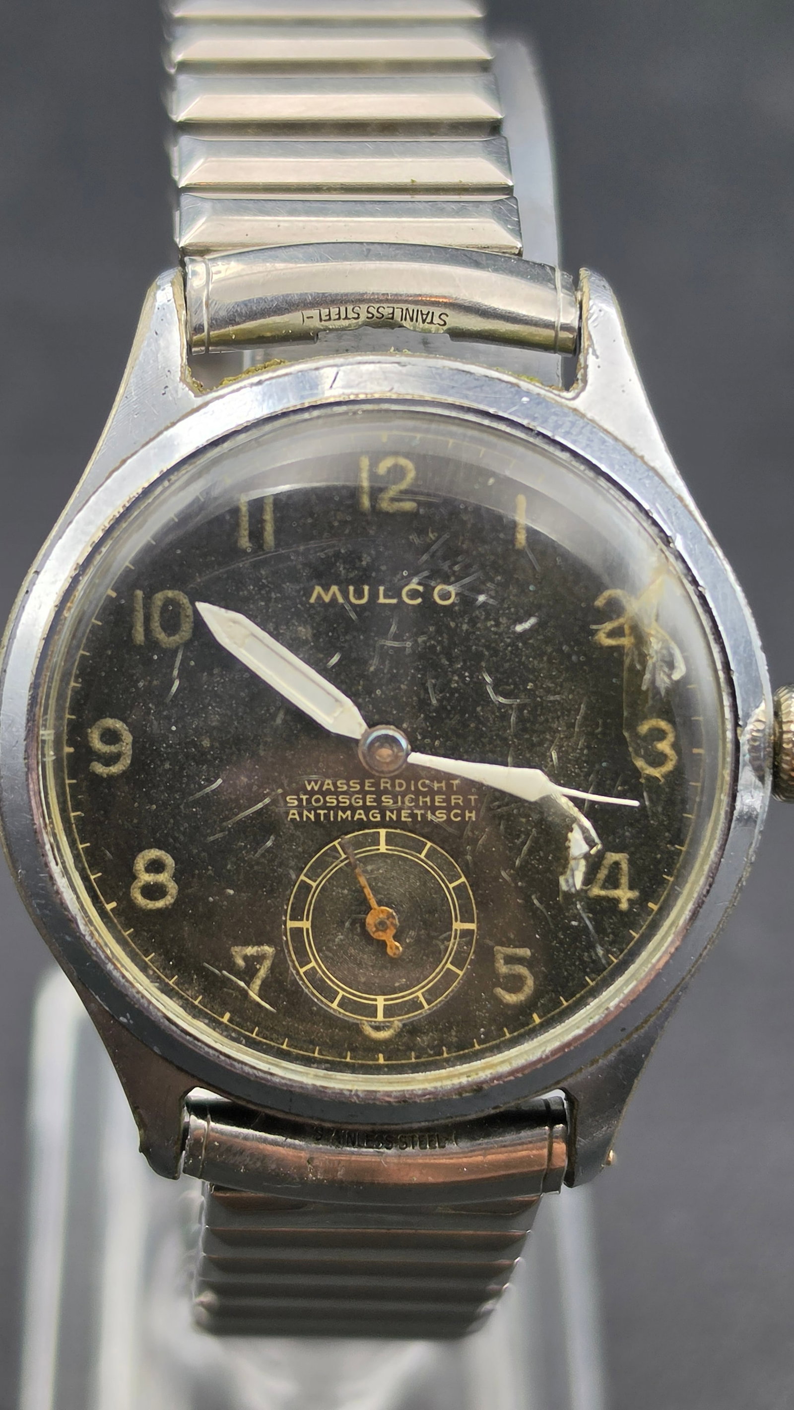 WWII German Army DH Mulco Military Wristwatch AS 1130 Stainless Steel Running