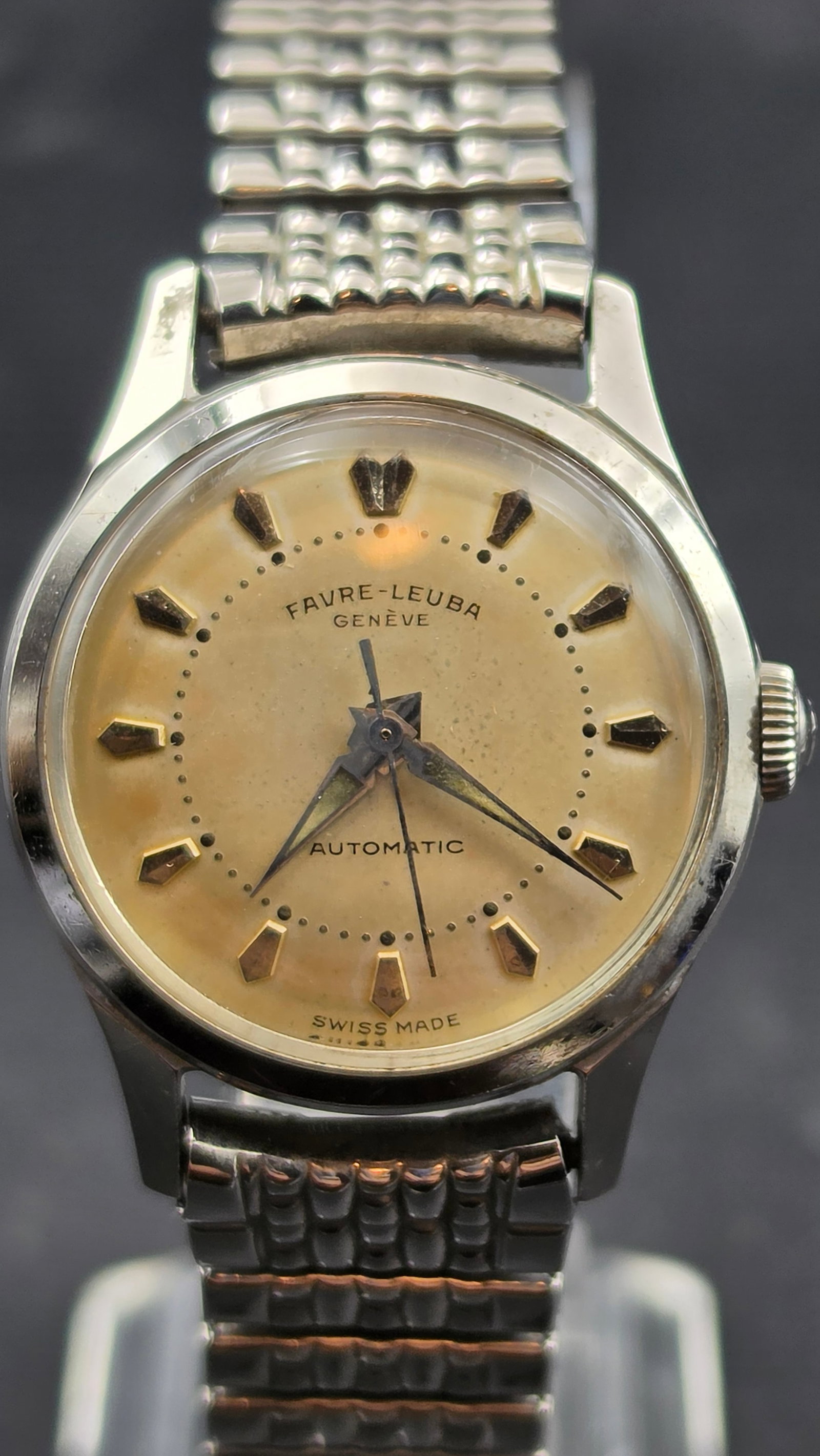 1950s Favre-Leuba Geneve Automatic Stainless Steel Mens Watch 31mm