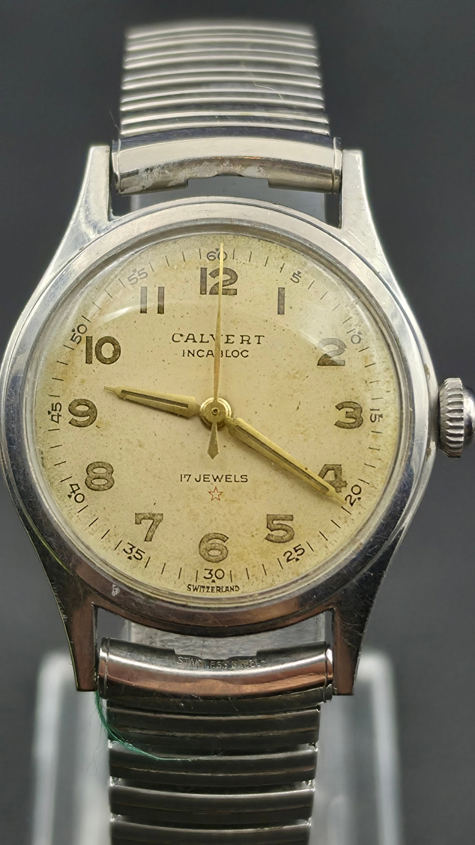 Vintage Calvert Incabloc Watch 17 Jewels Swiss Made Stainless Steel Expansion Band (1 of 8)