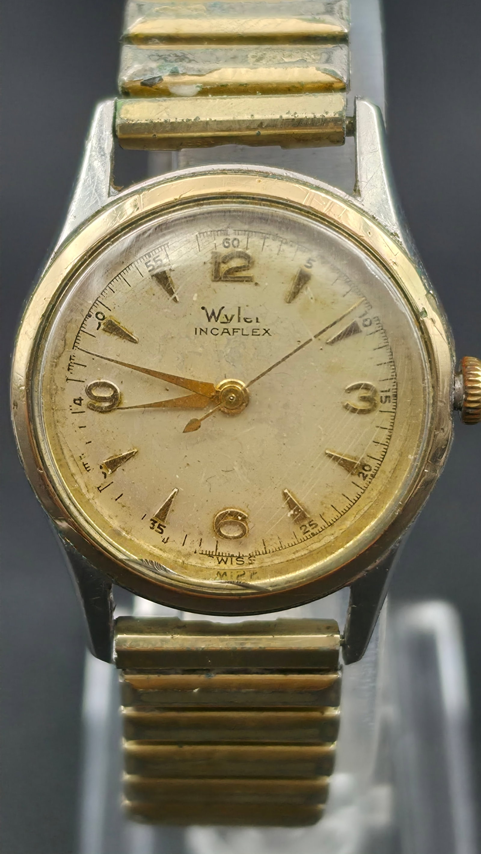 Vintage 1950s Wyler Incaflex Mens Manual Wind Dress Watch Stainless Steel 30mm (1 of 9)