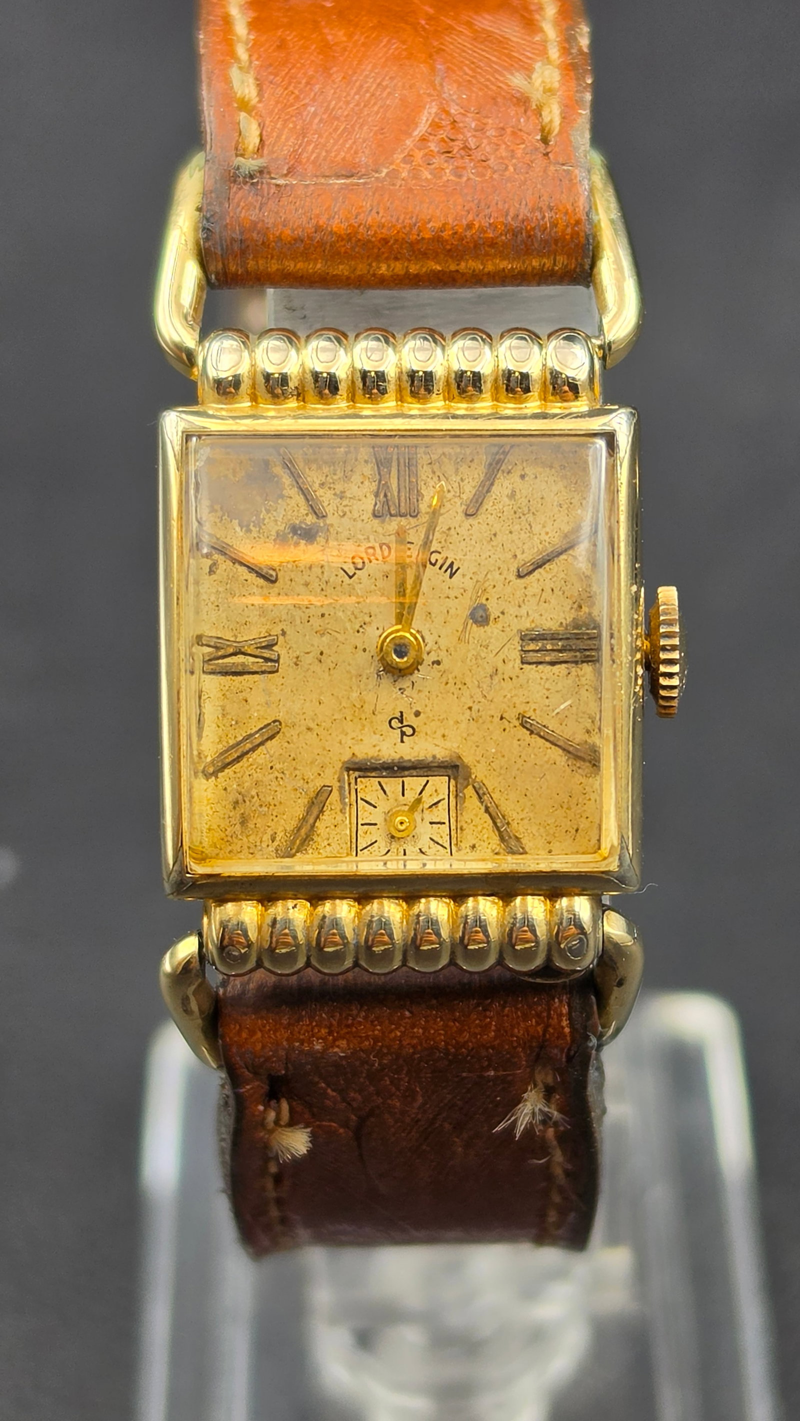 Vintage 1950 Lord Elgin 21 Jewel Square 14K Gold Filled Sub Second Mens Watch (1 of 9)