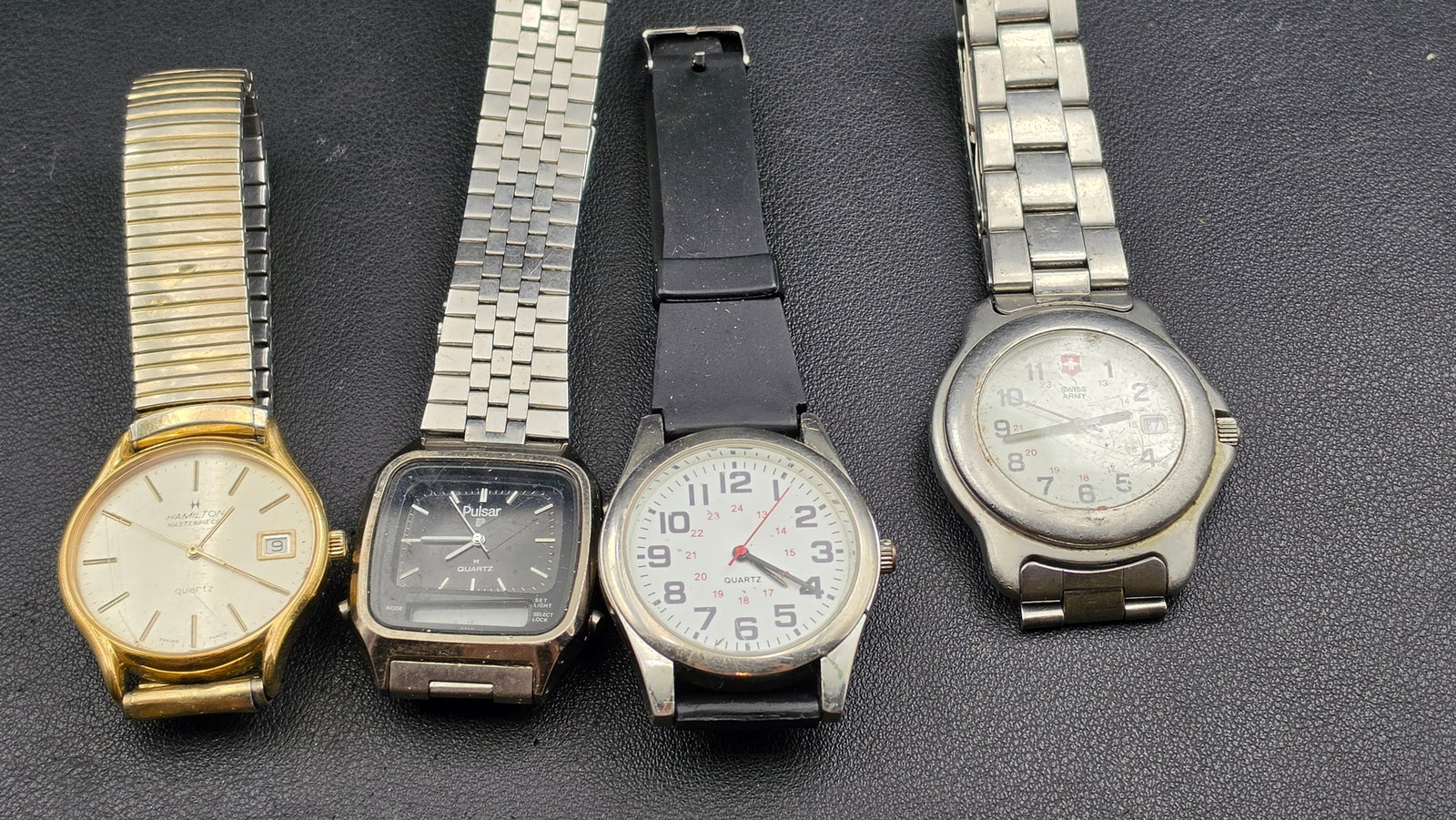 Lot of 4 Vintage Watches Hamilton Masterpiece Pulsar Victorinox Swiss Army and Unbranded Quartz (1 of 9)