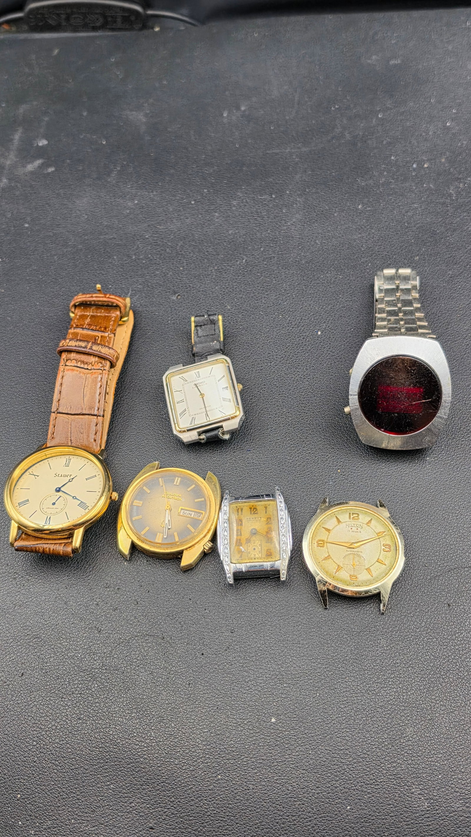 Lot of 6 Vintage Watches - Stauer Seiko Lassale Bulova Accutron Benrus Hilton (1 of 7)