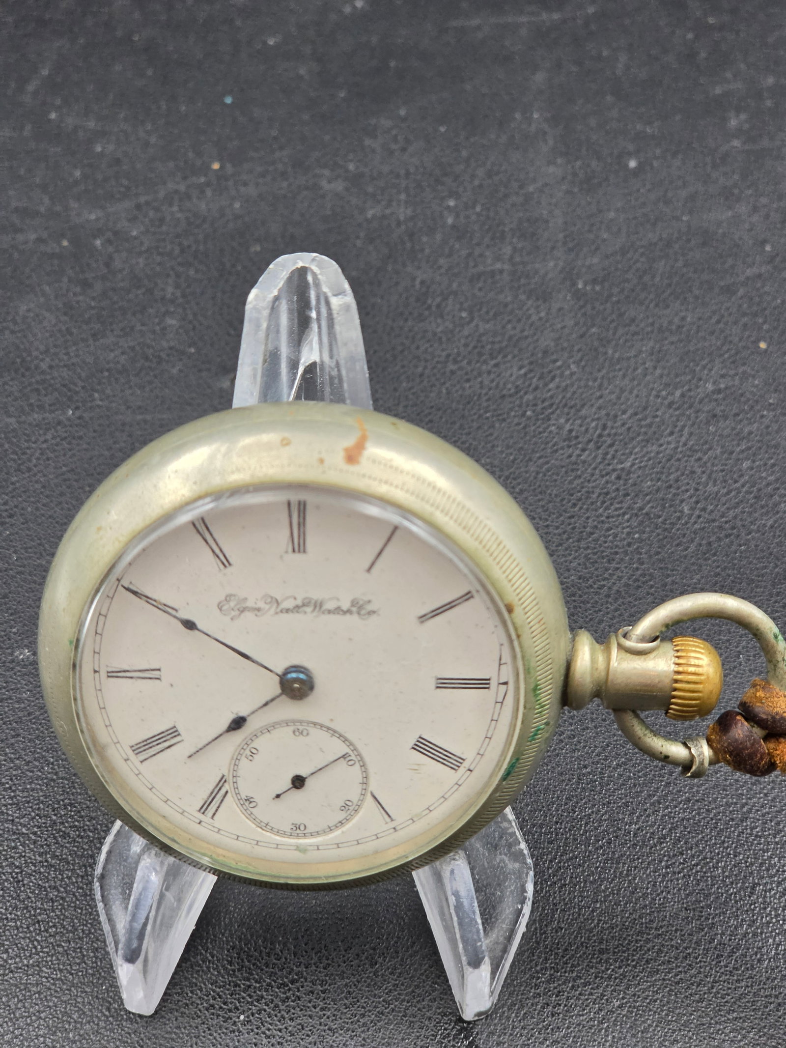 Elgin National Watch Co Grade 96 Pocket Watch, 7 Jewels, 18s, Fahys Oresilver Case, 1897: This antique Elgin pocket watch has a nickel alloy Fahys Oresilver case, case back stamped Fahys Oresilver, Patented Feb. 19, 1884, with case serial number 5096262. The movement is signed Elgin Natl. 