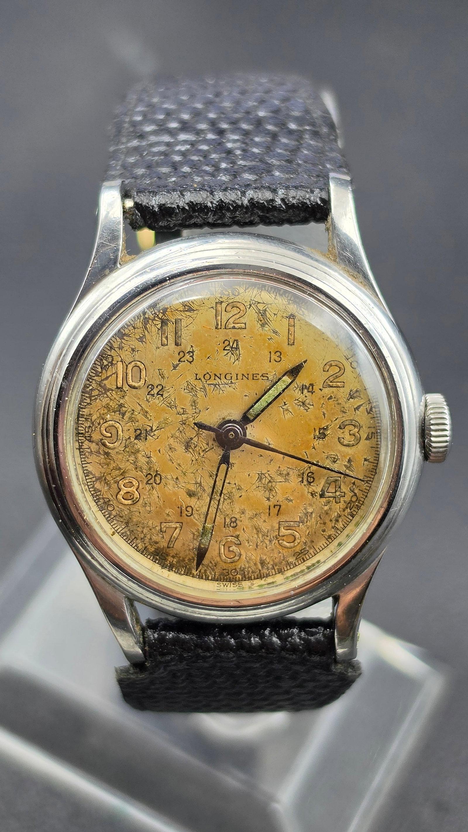 Vintage Longines Military-Style 24-Hour Dial Stainless Steel Watch Cal. 10L Running Accurate (1 of 13)