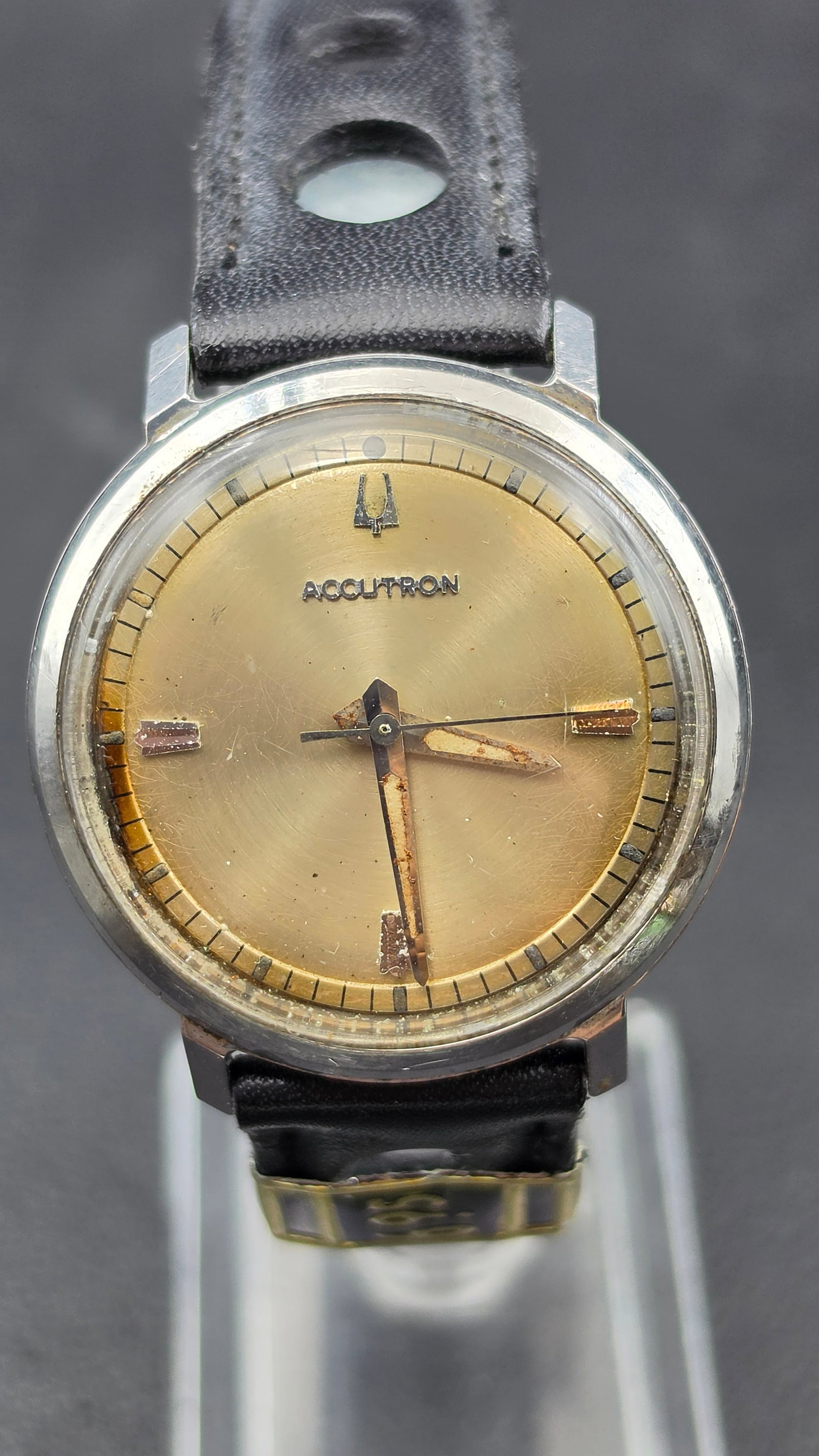 Bulova Accutron Stainless Steel Watch 35mm Tuning Fork Dial 1965 Running New Battery (1 of 9)