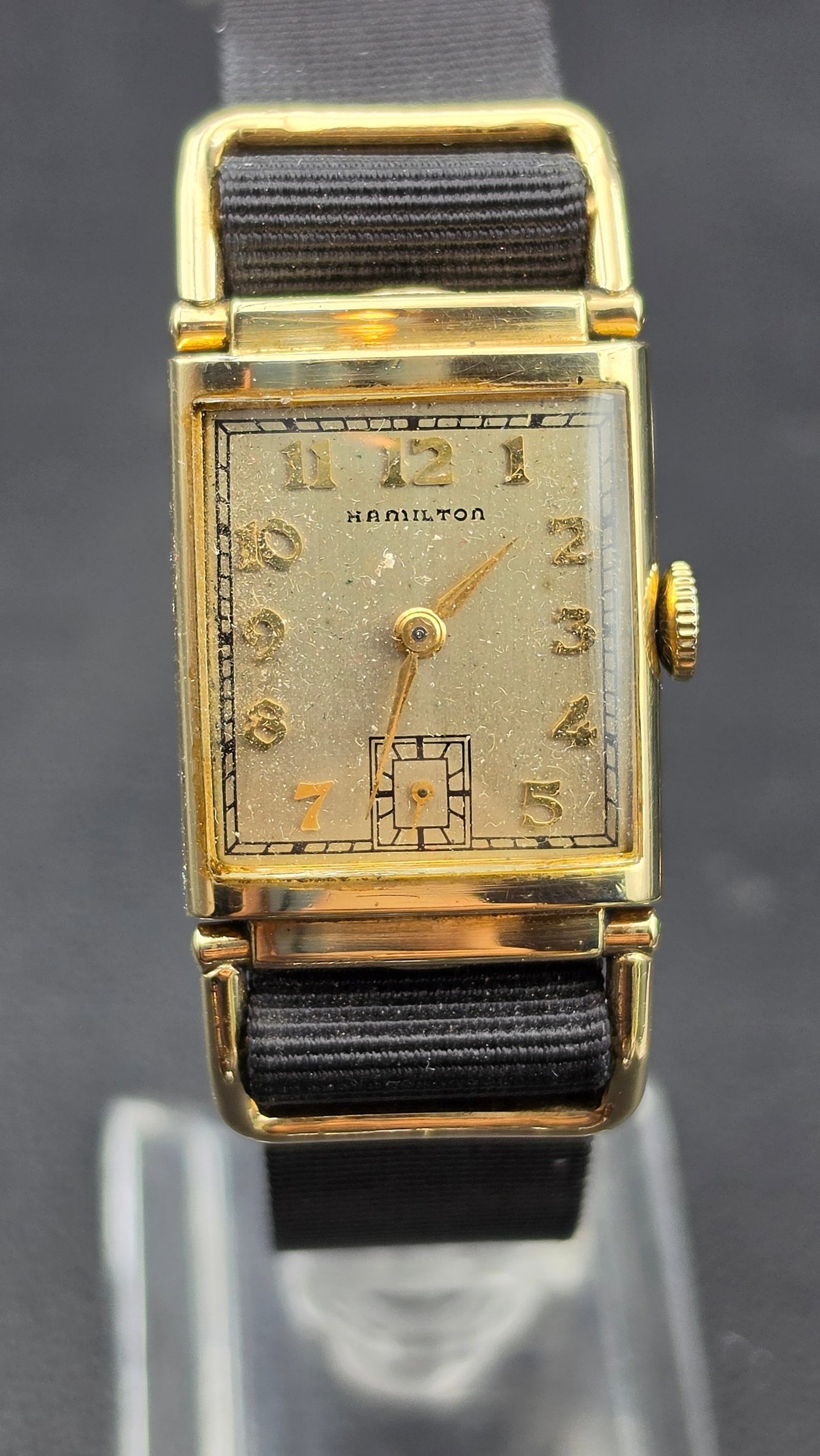 Hamilton 14K Gold Filled Cal 980 17 Jewel Rectangular Watch 1940s Running (1 of 10)