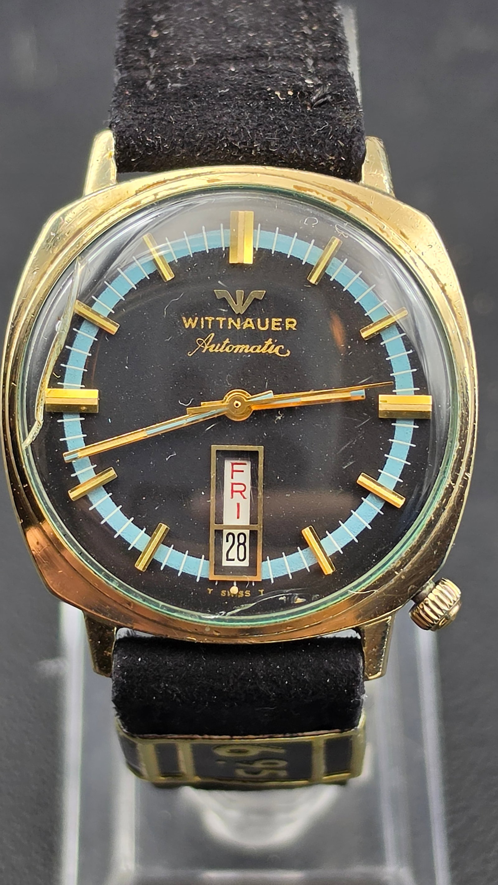 Vintage Wittnauer Automatic Day-Date 17 Jewel Cushion Case Watch, 10K RGP, Swiss (1 of 13)