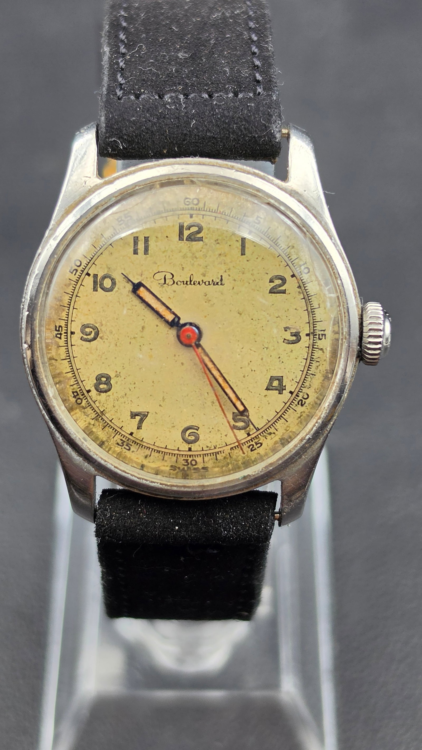 Vintage Boulevard by Avia Mead Company Swiss 17 Jewel Military-Style Watch Running (1 of 11)