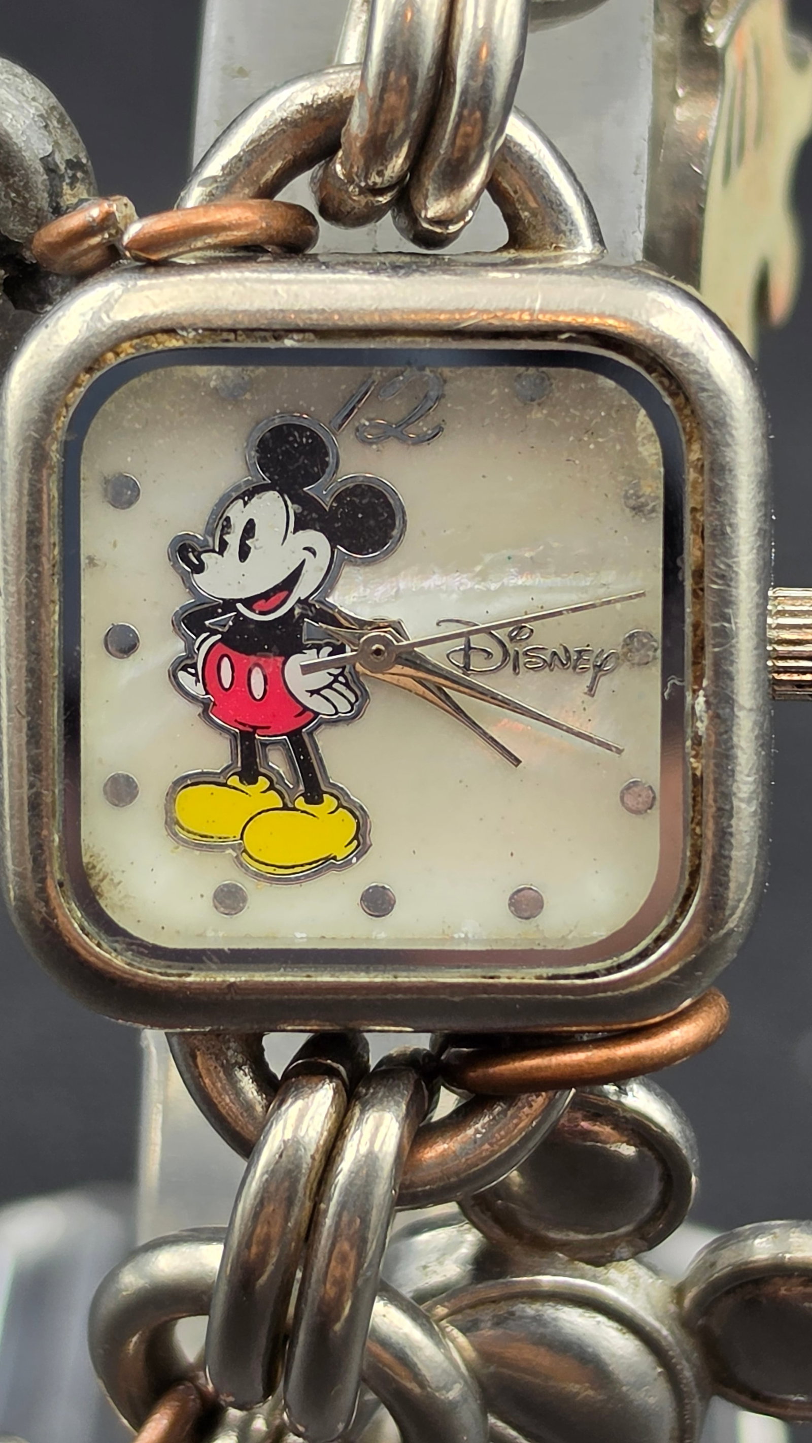 Vintage Disney Mickey Mouse Charm Bracelet Watch, Quartz, New Battery (1 of 8)