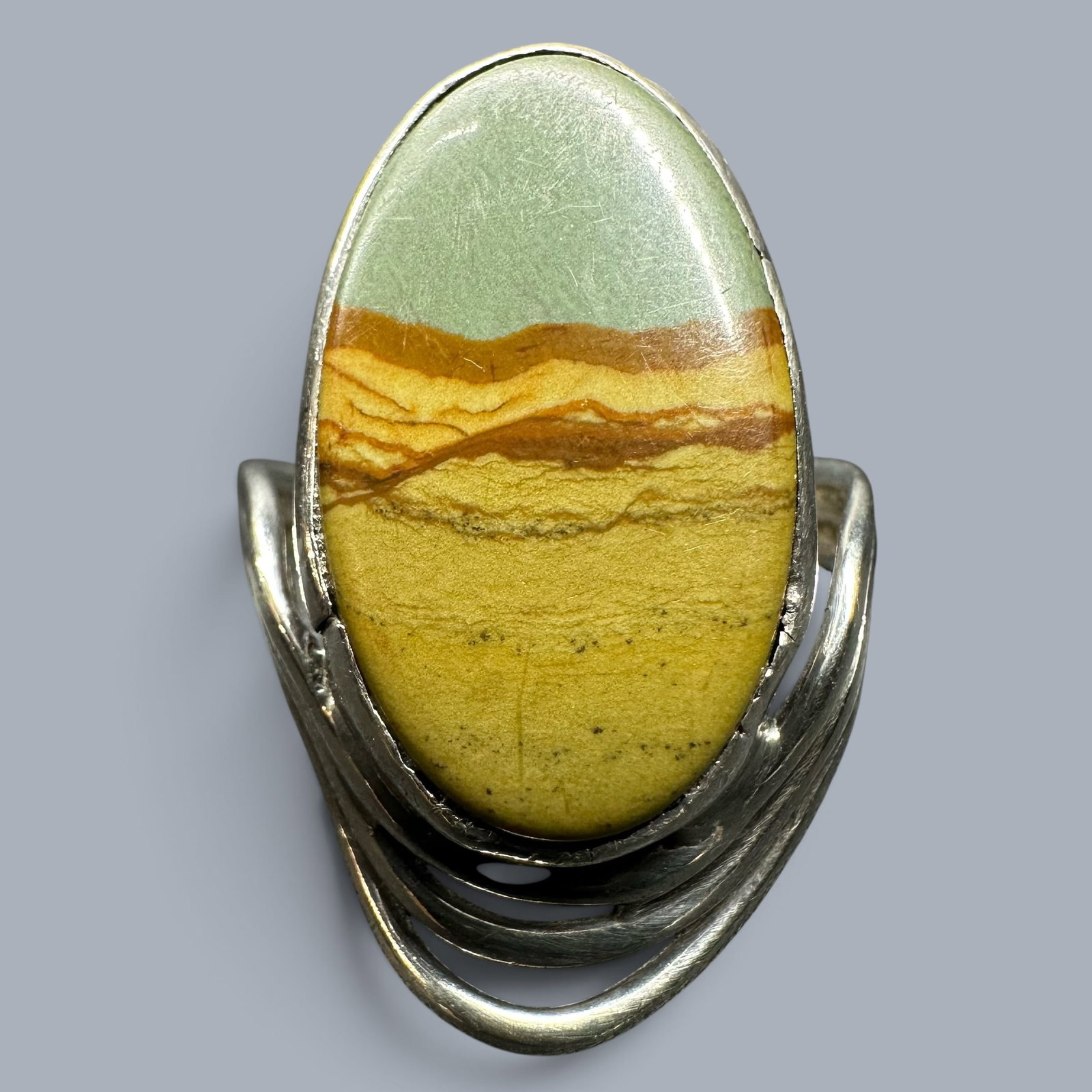 Sz9/8g Sterling Silver Picture Jasper Ring (1 of 9)