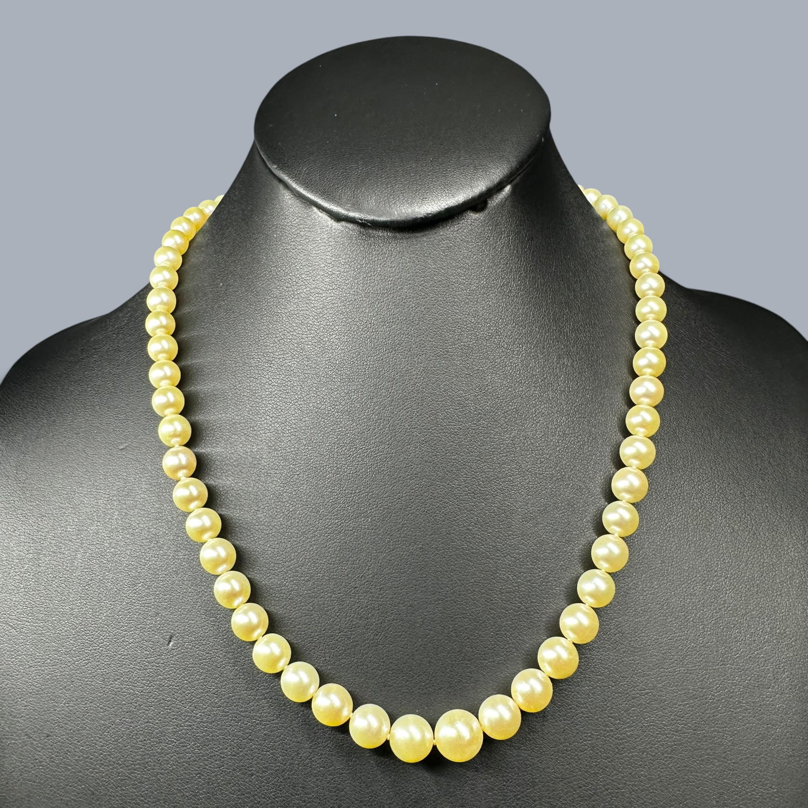 17"/34g Vintage Mikimoto Graduated Akoya Pearl Necklace 8.81mm w/ Original Lane Crawford Box: 17"/34g Vintage Mikimoto Graduated Akoya Pearl Necklace 8.81mm w/ Original Lane Crawford Box:Brand/Model: Mikimoto Cultured Pearls presentation box. Necklace maker’s mark not visible in the provided