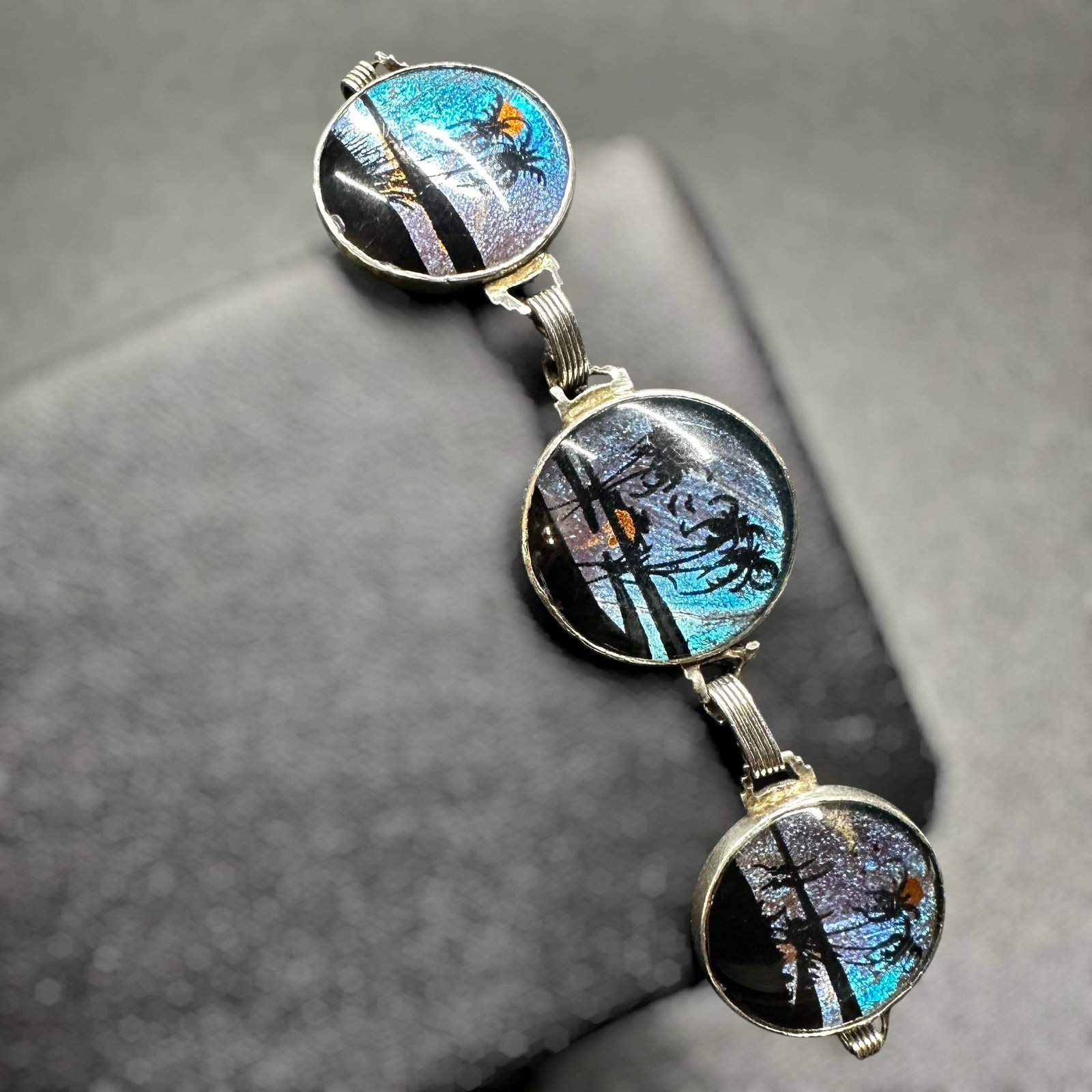 7.25"/8g Hoffman Sterling Silver Morpho Wing Tropical Motif Bracelet (1 of 12)