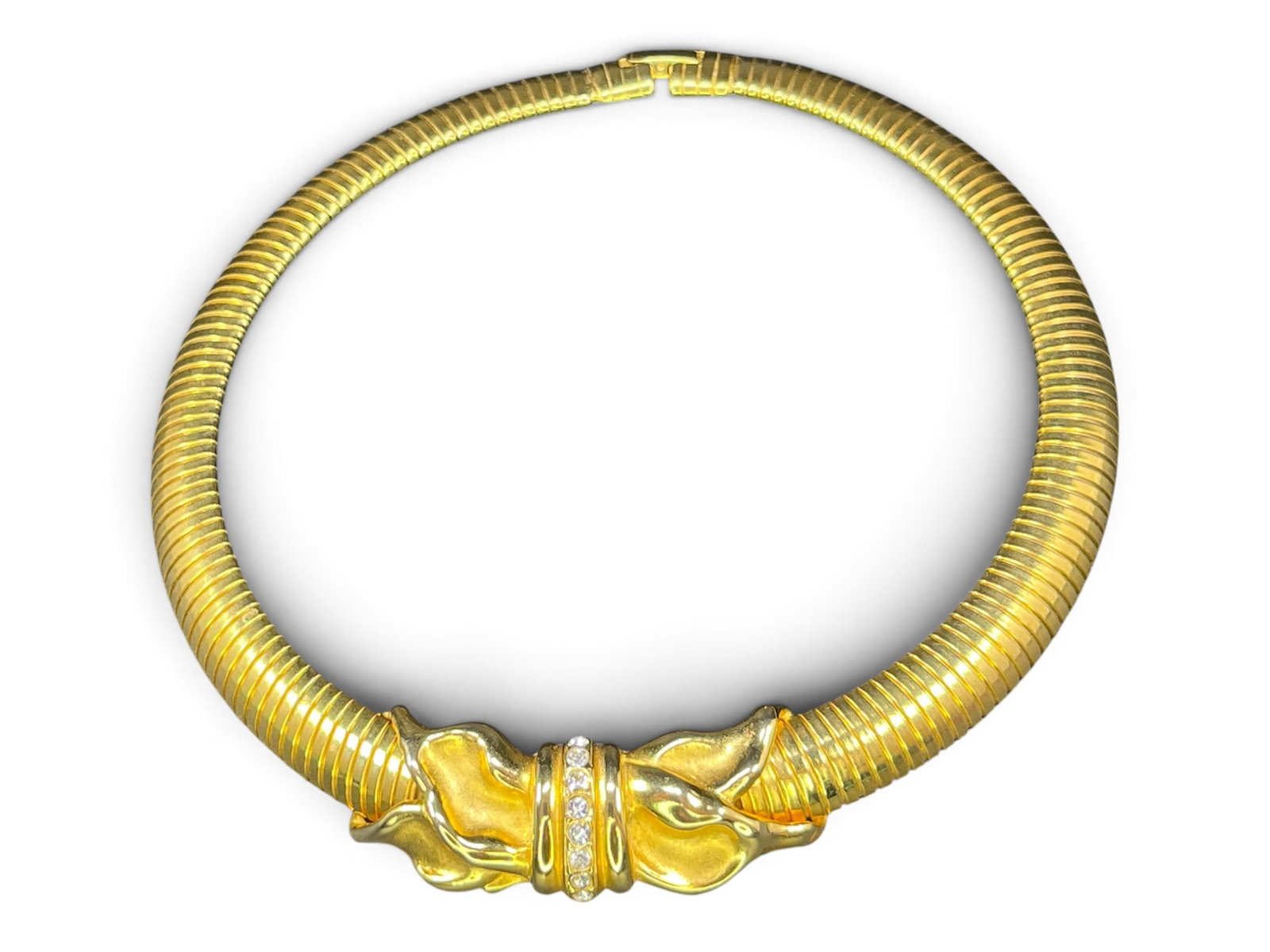 Erwin Pearl ‘P.E.P’ Gold Tone Crystal Tubogas Collar Necklace (1 of 13)
