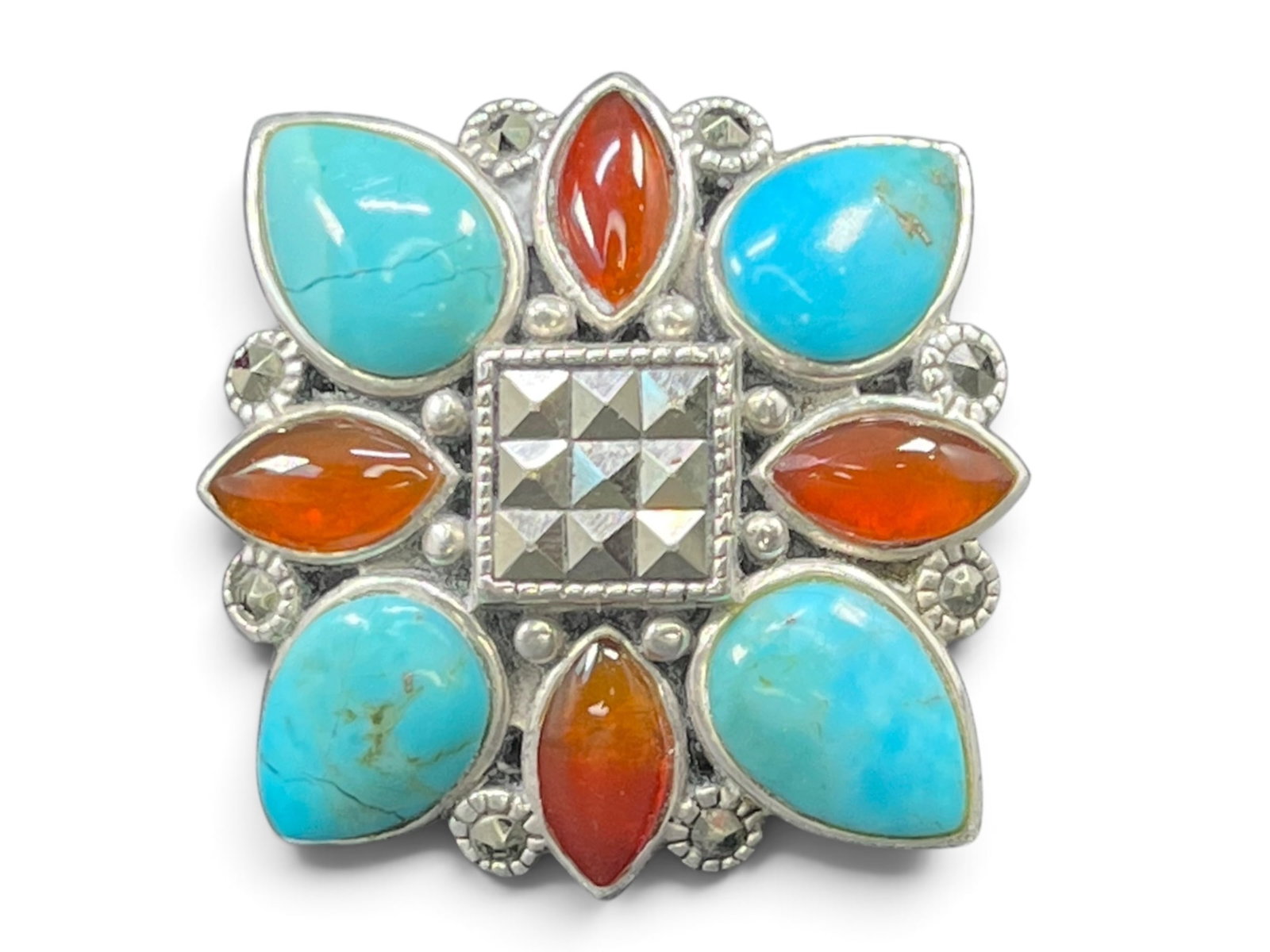 10g/Sz8 Chapal Zenray Turquoise Carnelian Ring: 10g/Sz8 Chapal Zenray Turquoise Carnelian Ring Brand/Model: Hallmark “NF 925 Thailand,” the registered mark of Chapal-Zenray Inc. of Dallas, Texas, produced in Bangkok, Thailand. Manufacturer 