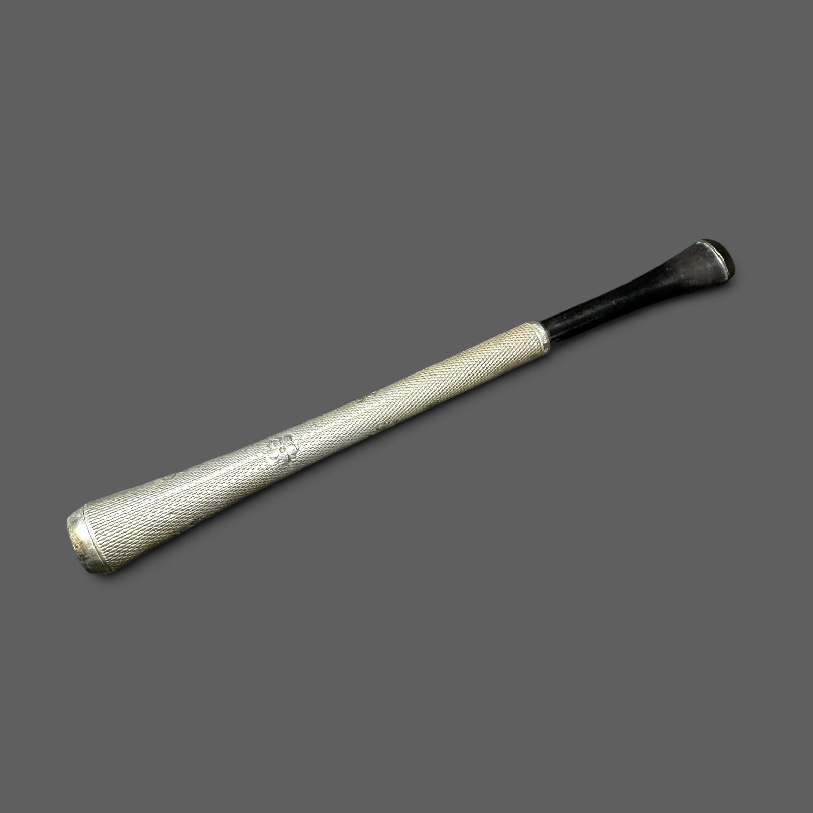 4.5" Vintage Silver Tone Embossed Textured Floral Cigarette Holder (1 of 6)