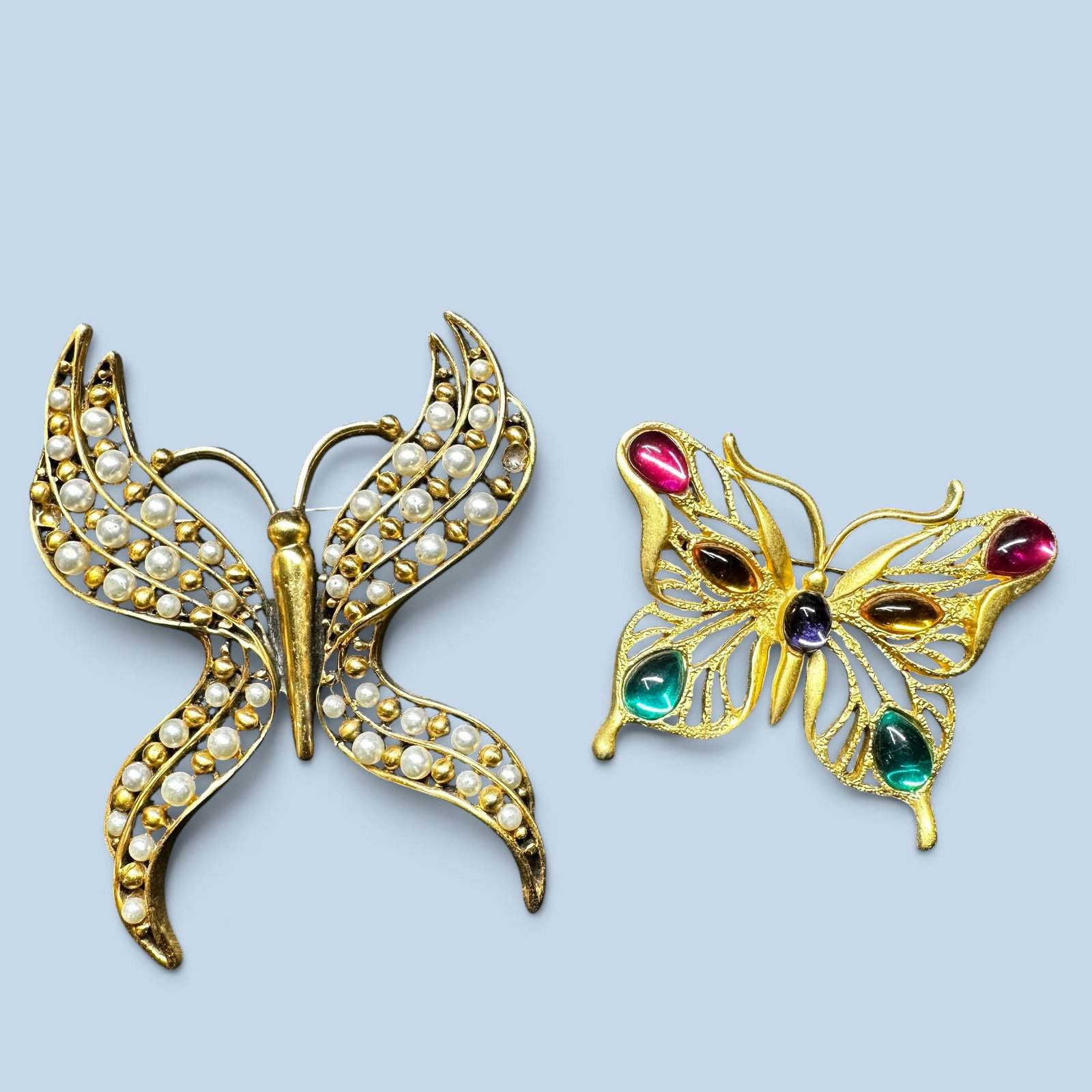 Vintage Tortolani & JJ Gold Tone Butterfly Brooch Lot (1 of 12)