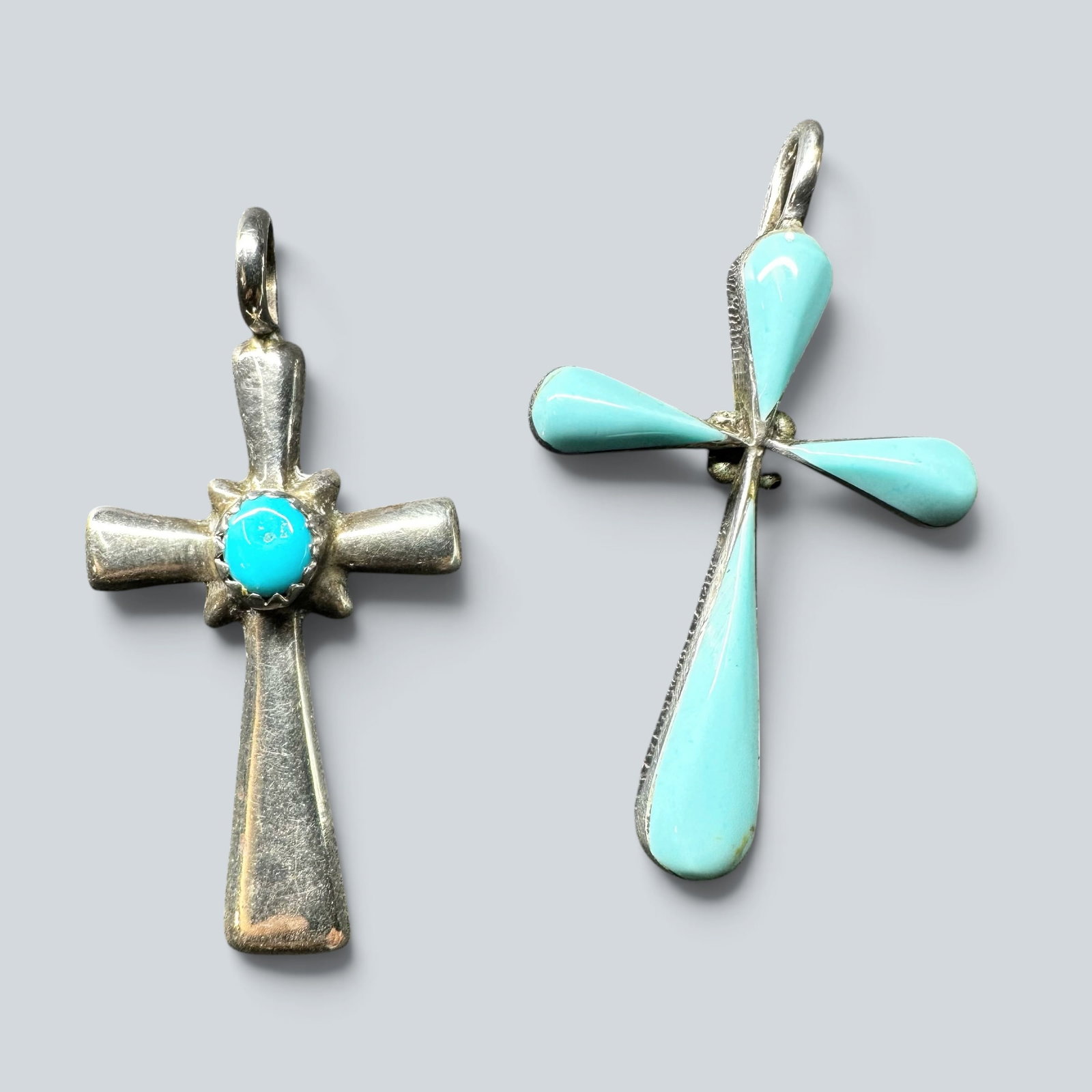 7g Herbert Tsosie & C/S Lonjose Sterling Silver Turquoise Cross Lot (1 of 7)