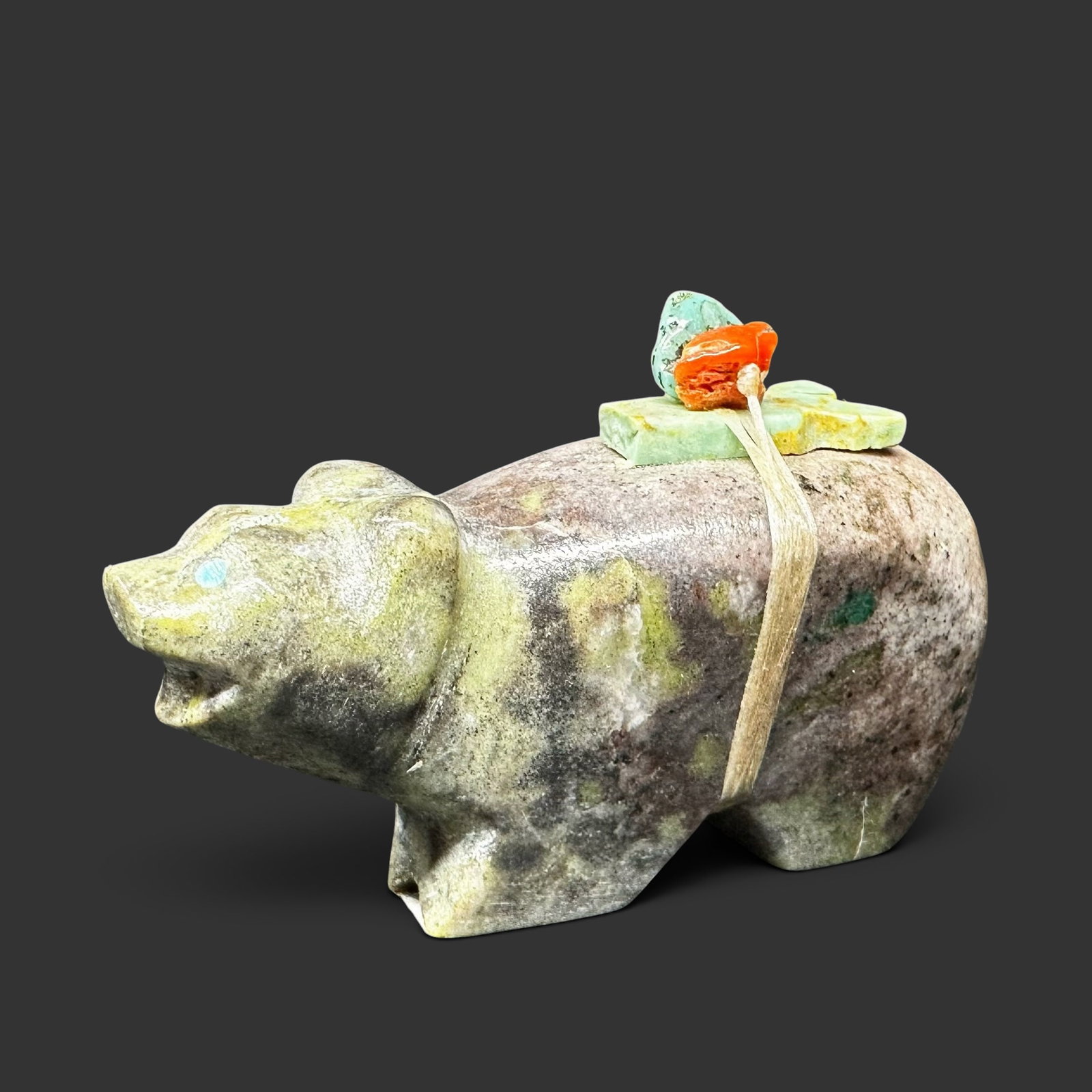 Juana Homer Zuni Pueblo Serpentine Turquoise Coral Bear Fetish (1 of 10)