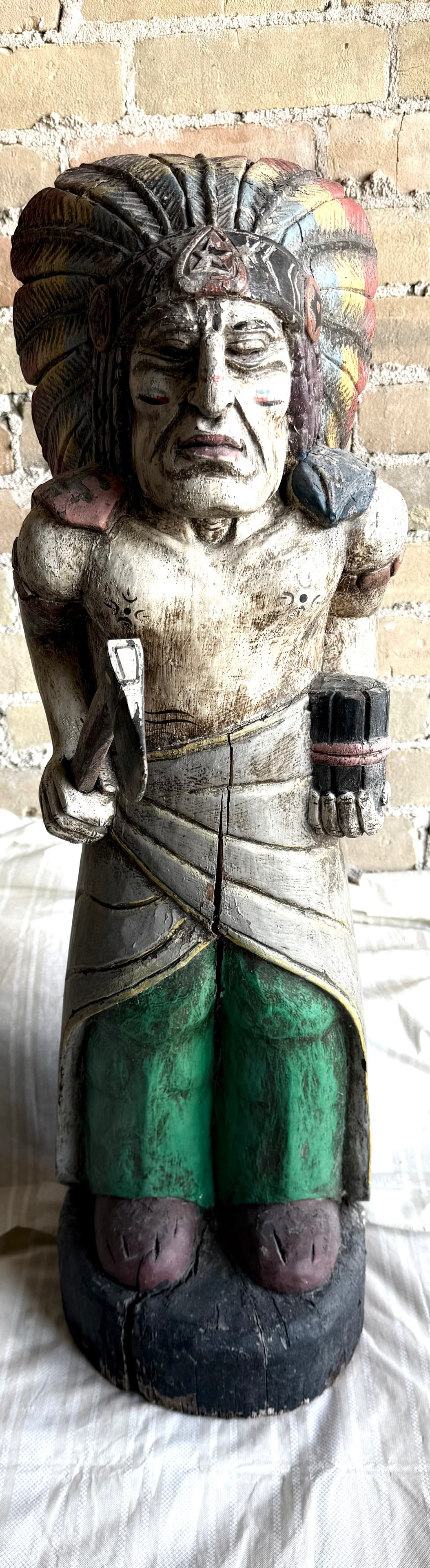Solid Wood Carved Cigar Store Indian Chief Figure (1 of 10)