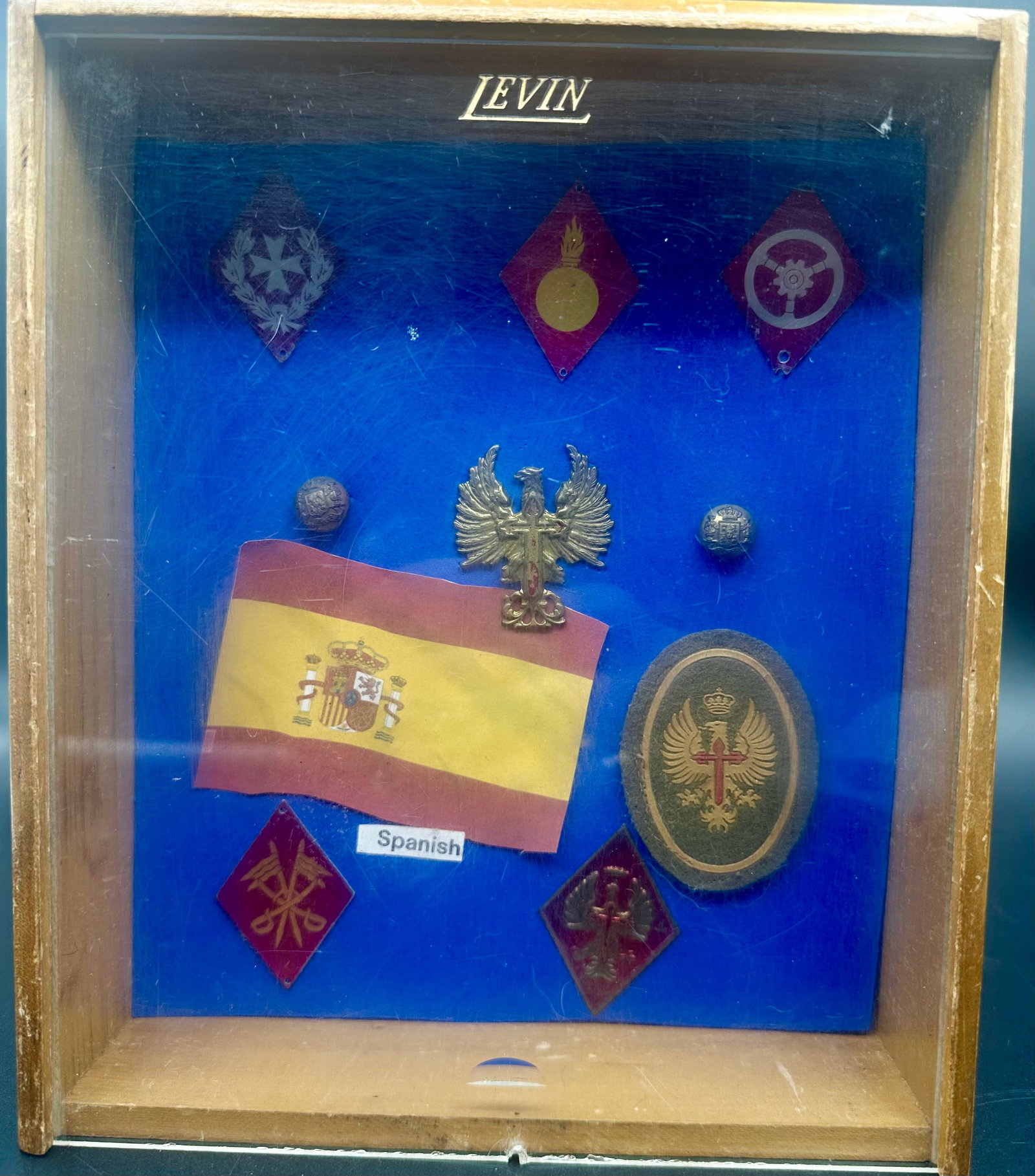 Vintage Spanish Military Insignia & Badges Shadow Box (1 of 13)