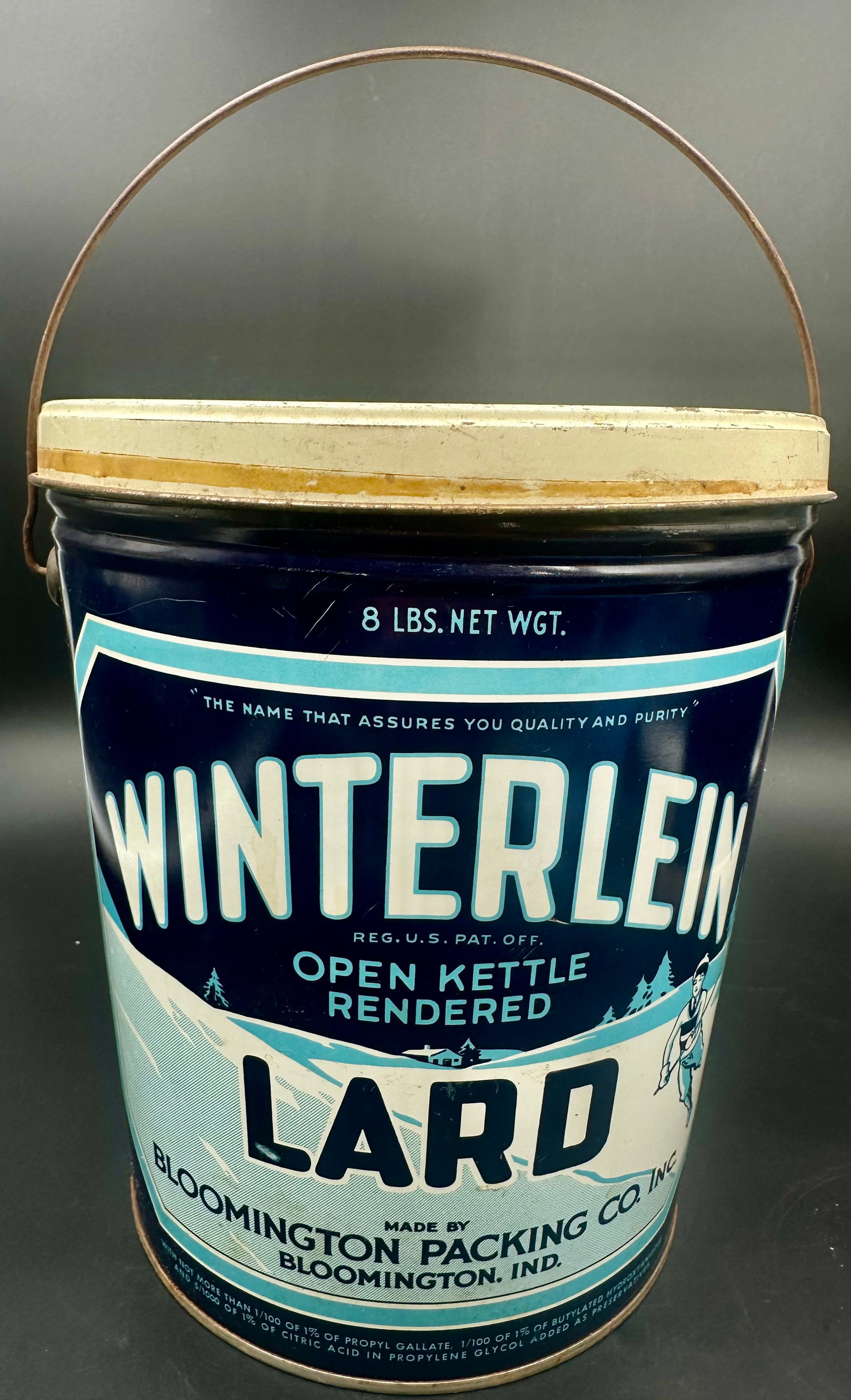 Vintage Winterlein 8-Lb Lard Advertising Tin Pail (1 of 10)