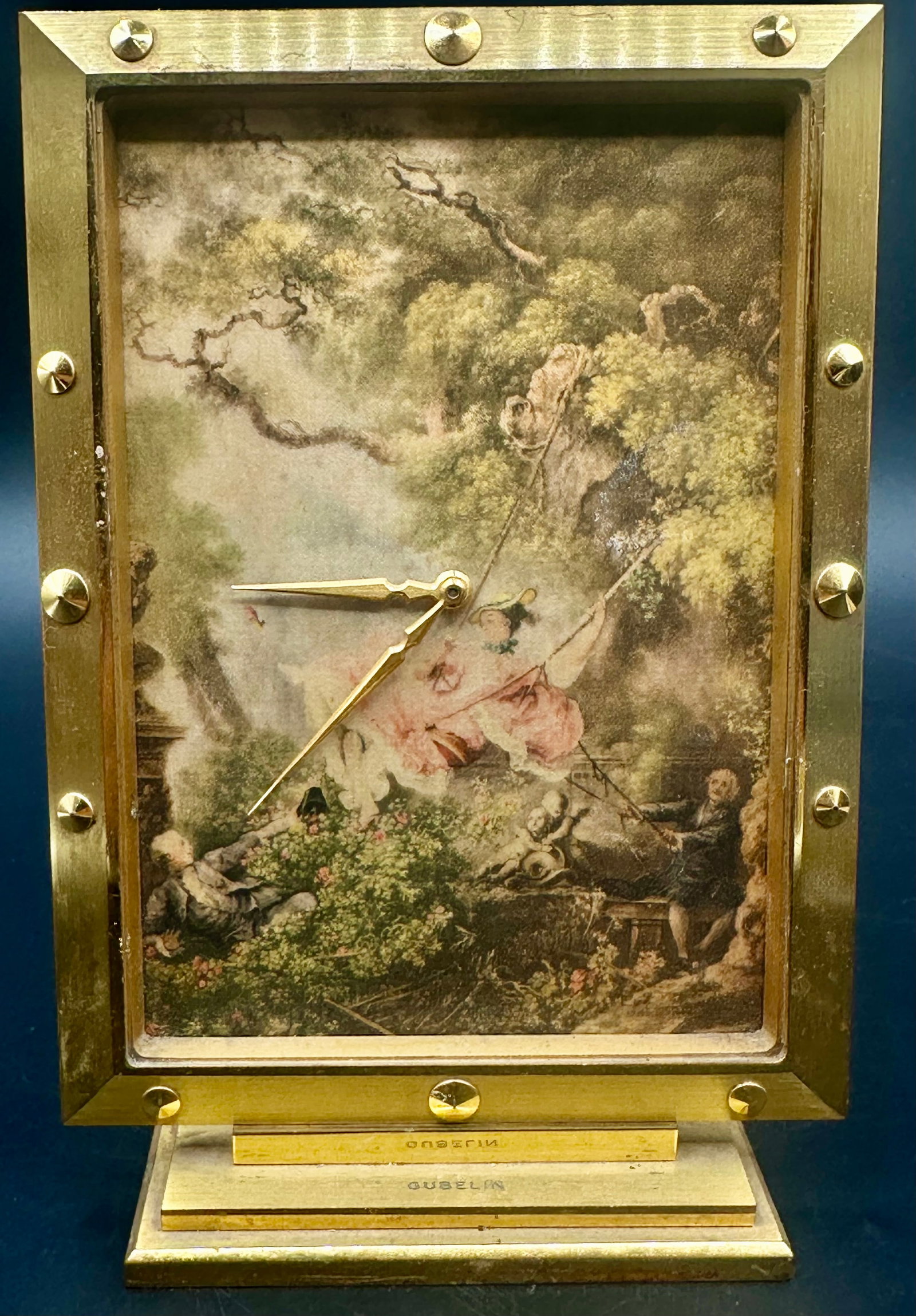 Vintage Gübelin Swiss Gilt Brass Picture Desk Clock (1 of 10)