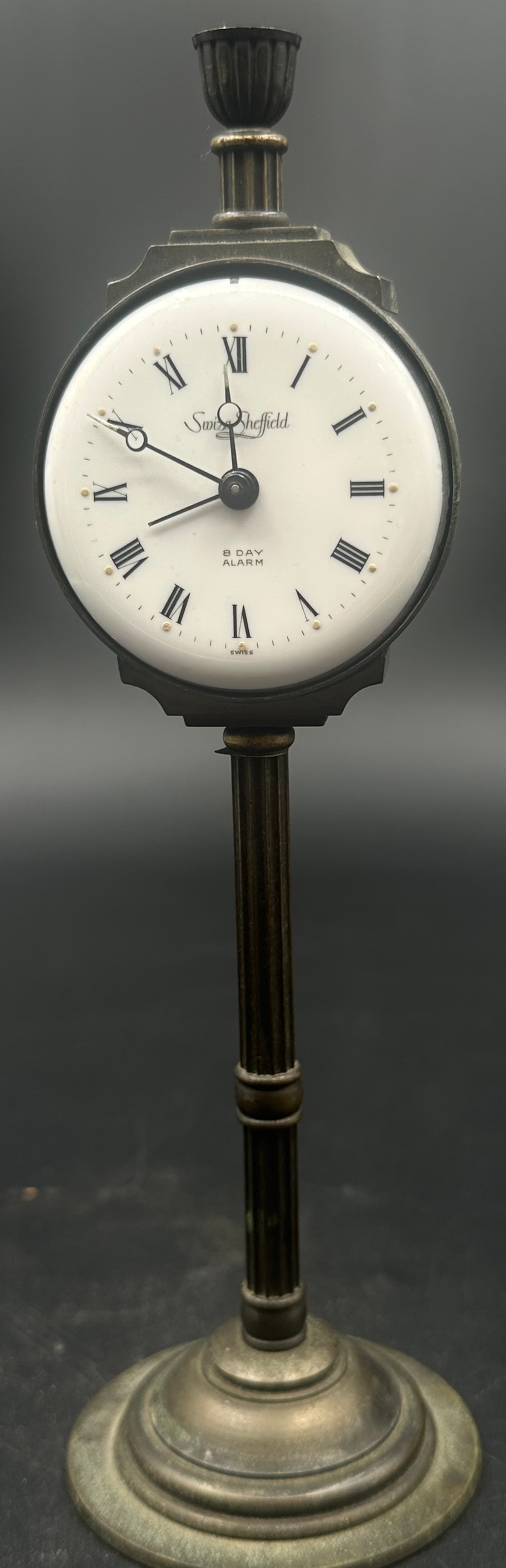 Vintage Swiss Sheffield 8-Day Alarm Pedestal Clock (1 of 7)