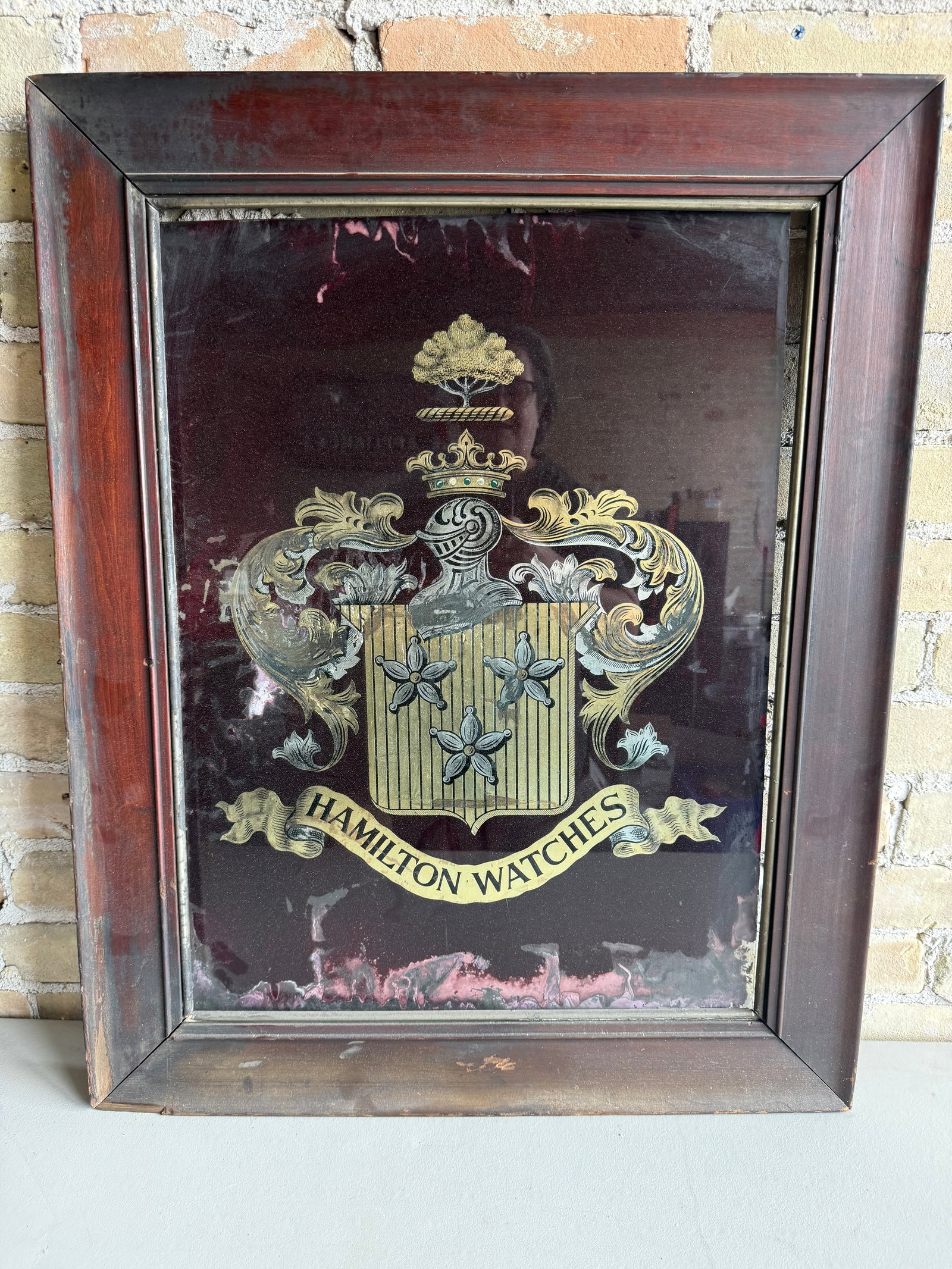 Vintage 20th Century Hamilton Watches Heraldic Coat of Arms Advertisement Hanging Picture (1 of 11)