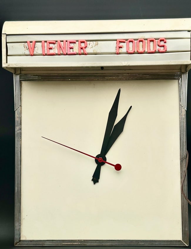 Vintage Sessions “Viener Foods” Lighted Advertising Wall Clock – 1950s Electric Store (1 of 10)