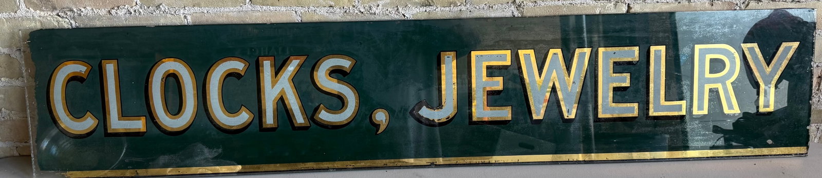 Antique Reverse-Painted Glass Clocks & Jewelry Trade Sign (1 of 10)