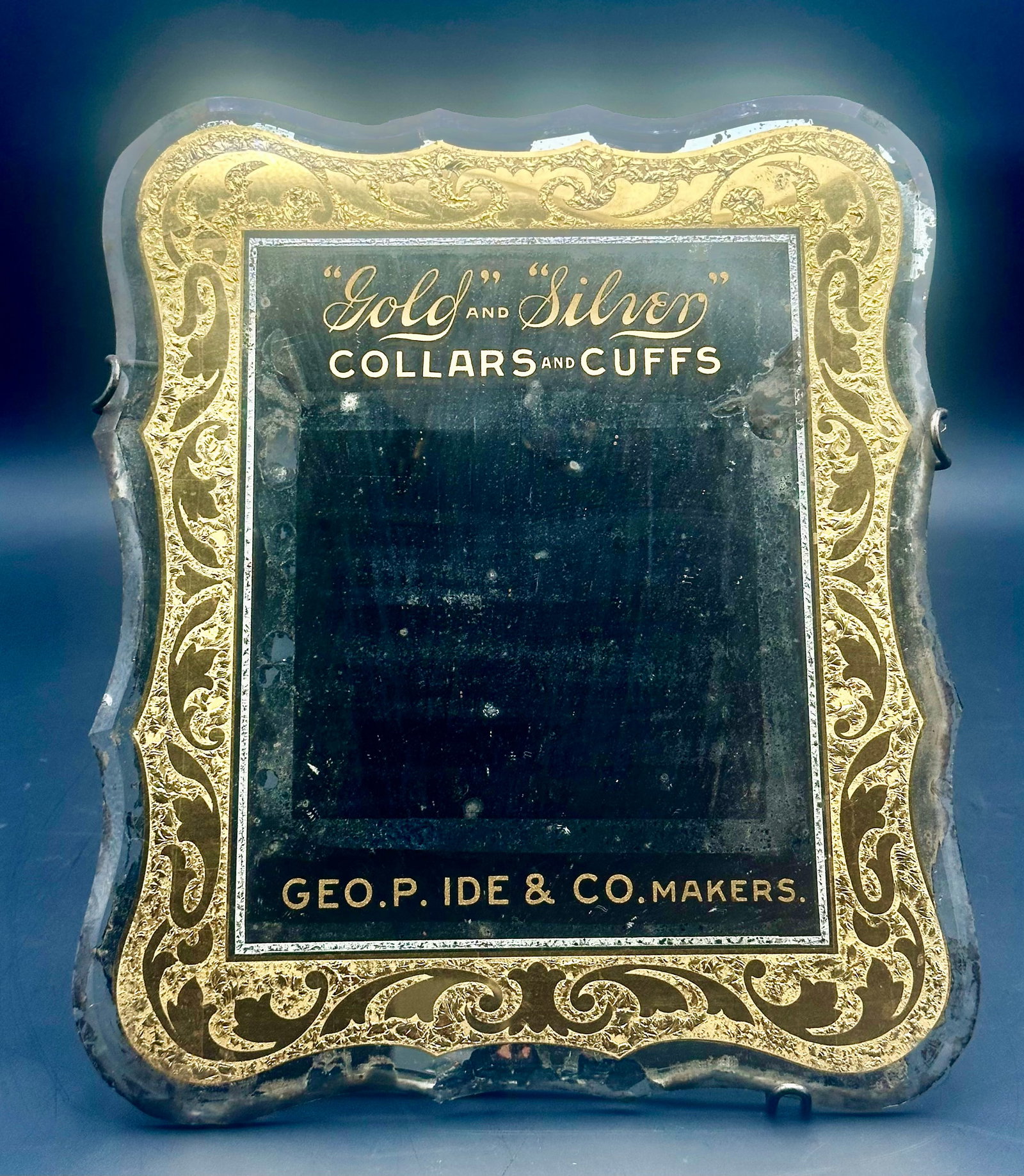 Antique Geo. P. Ide Gold & Silver Collars Advertising Mirror (1 of 8)